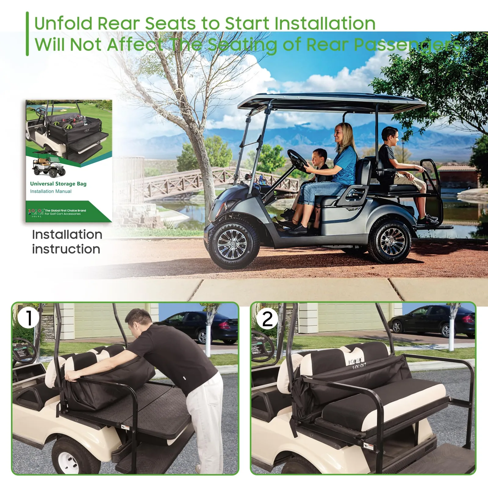 10L0L F25-J-04 Rear Bench Storage Bag for Golf Carts image 3