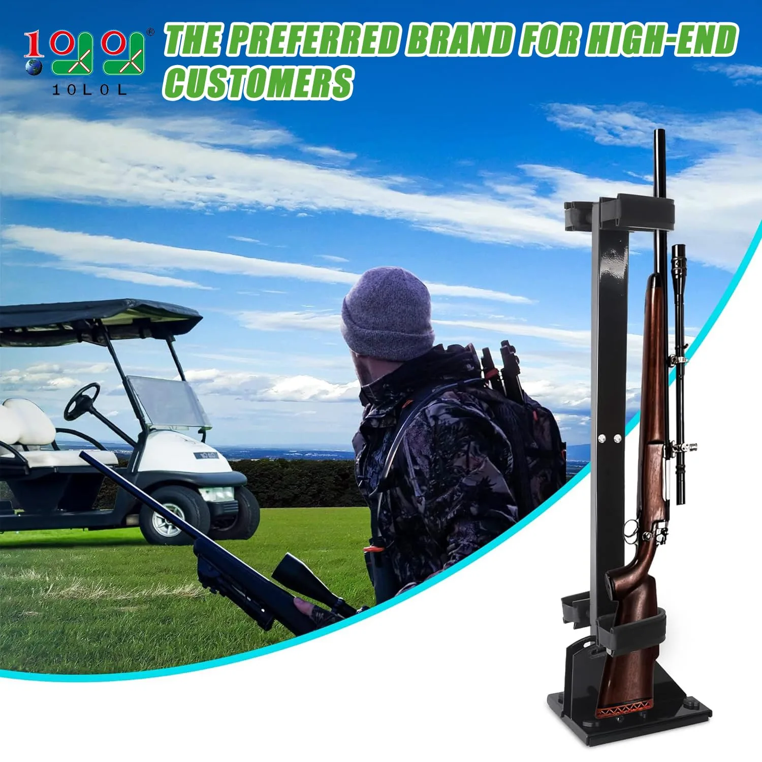 10L0L Adjustable Golf Cart Gun Rack for Two Guns image 3