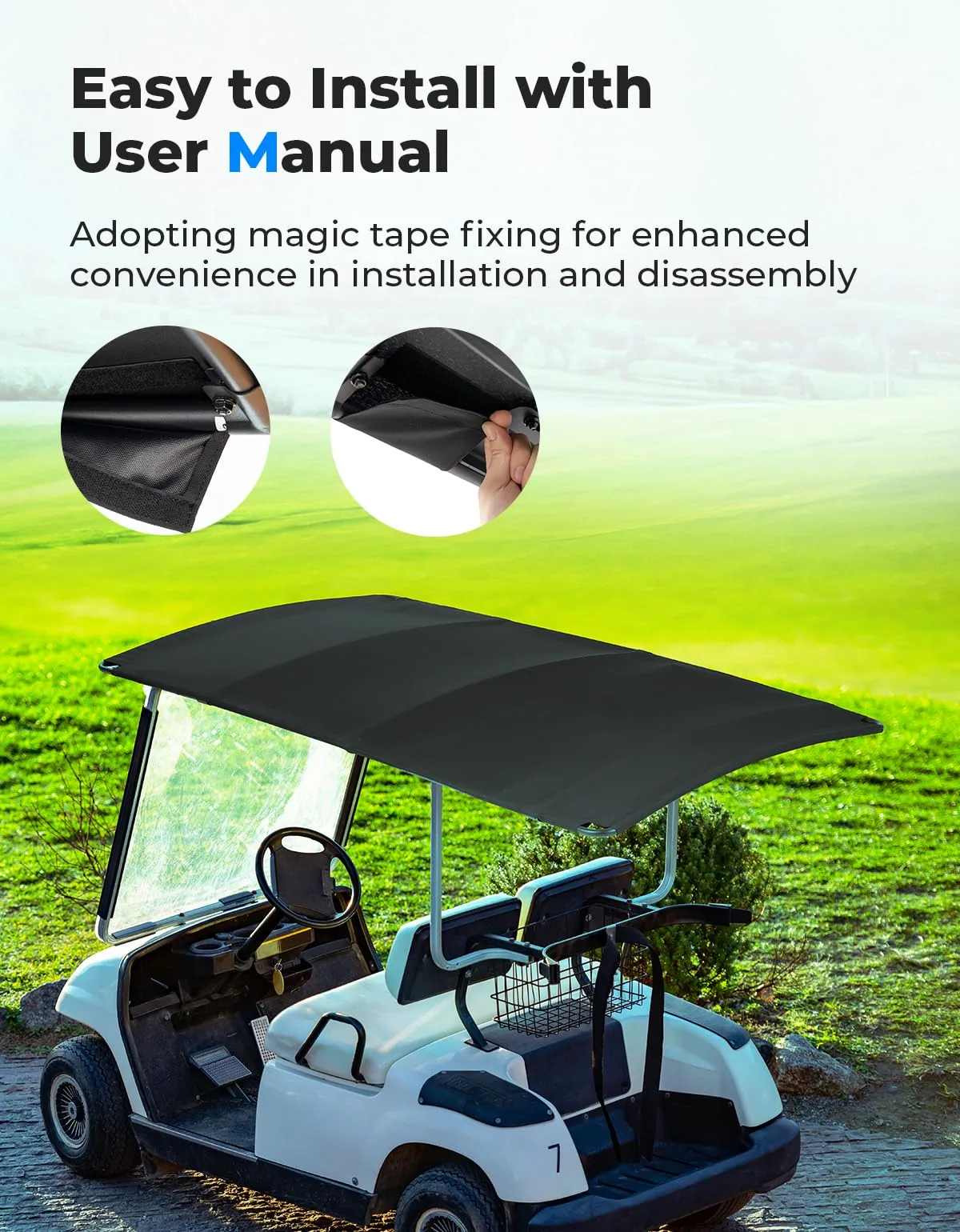 KEMIMOTO 85-Inch Extended Canvas Golf Cart Roof image 2