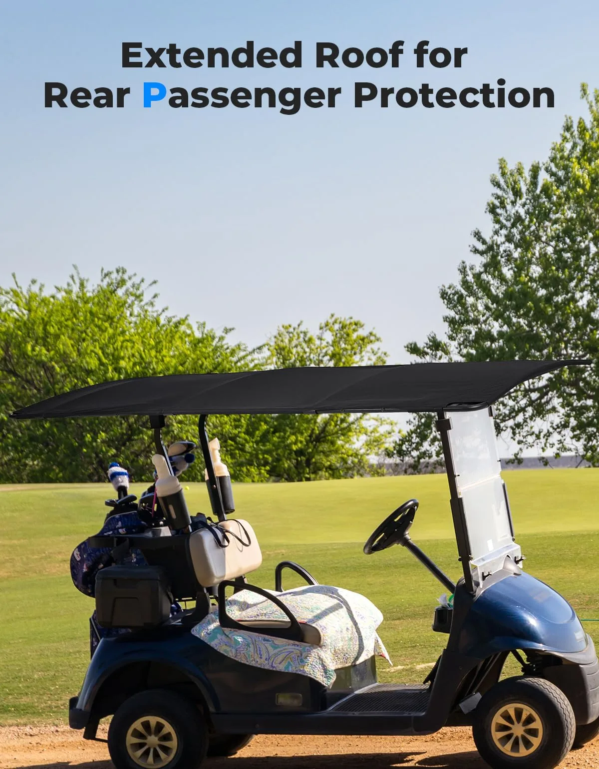 KEMIMOTO 85-Inch Extended Canvas Golf Cart Roof image 3