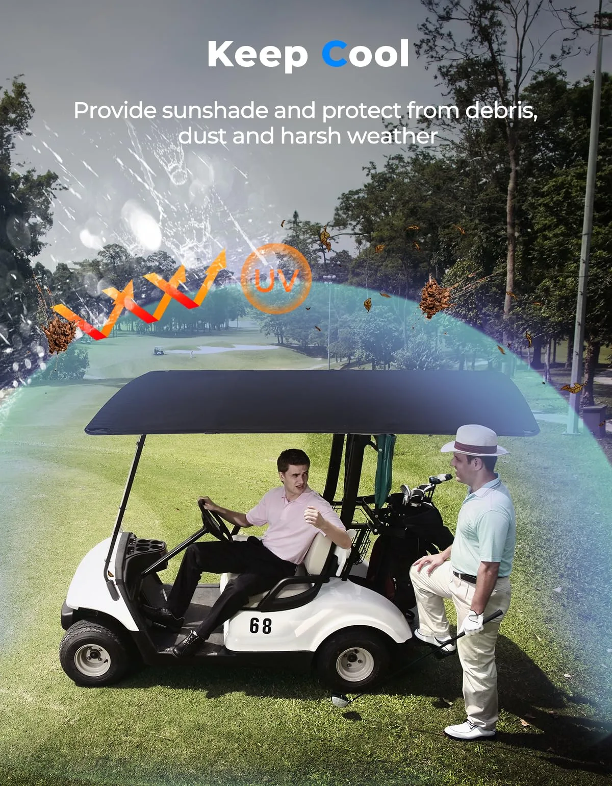 KEMIMOTO 85-Inch Extended Canvas Golf Cart Roof image 4