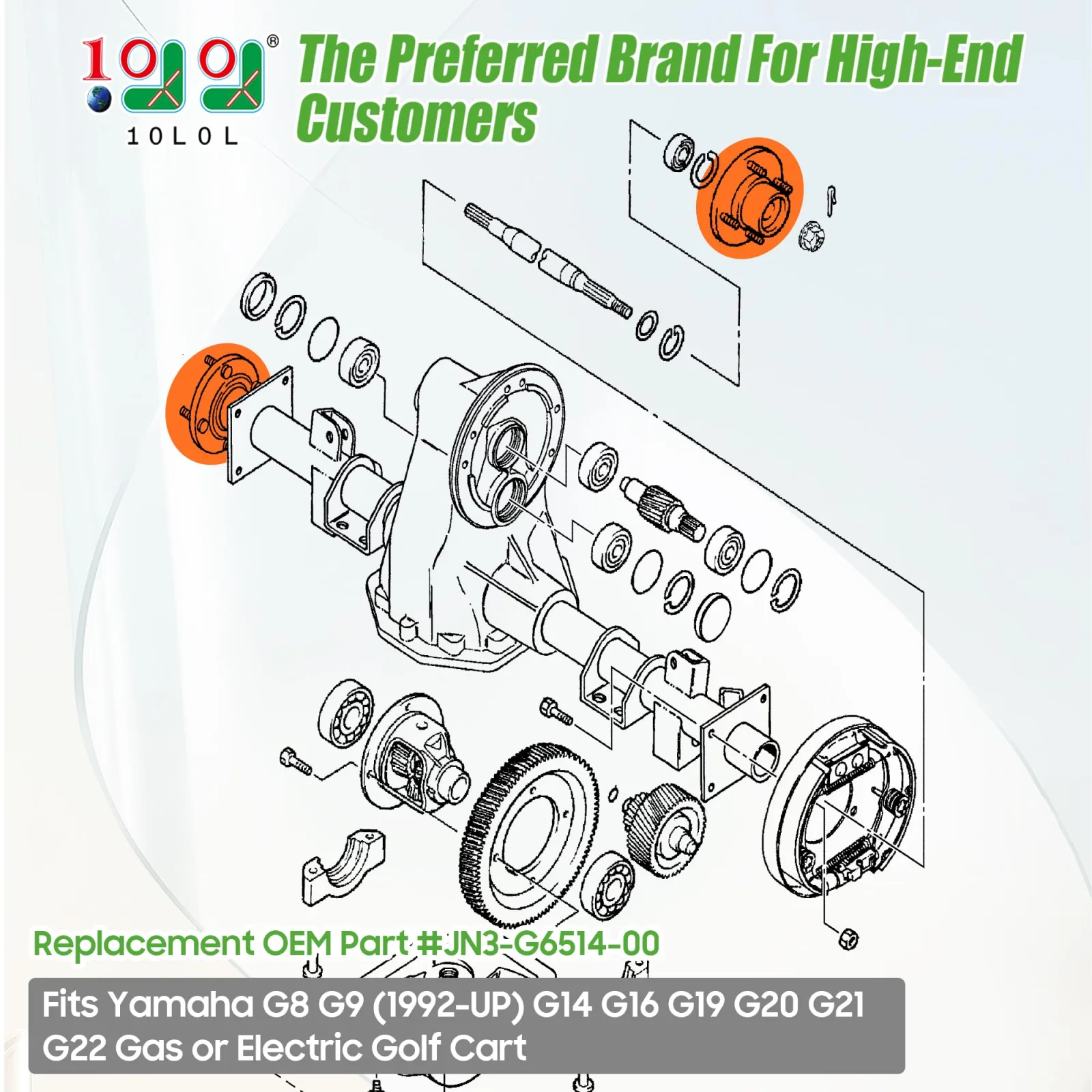 10L0L Rear Axle Hub for Yamaha G8-G22 Golf Carts image 2