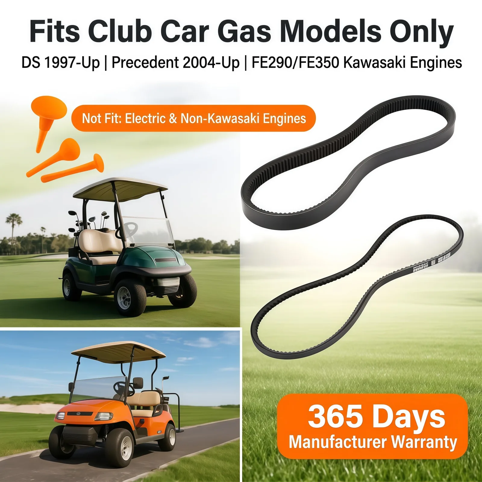 GENOUR Belt Kit for Club Car DS & Precedent Gas Carts image 2