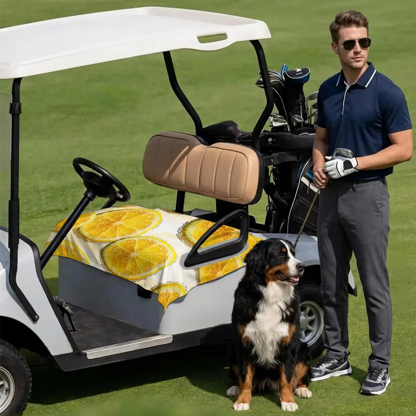 DecorLovee Yellow Lemon Golf Cart Seat Cover 51 x 31 in image 3