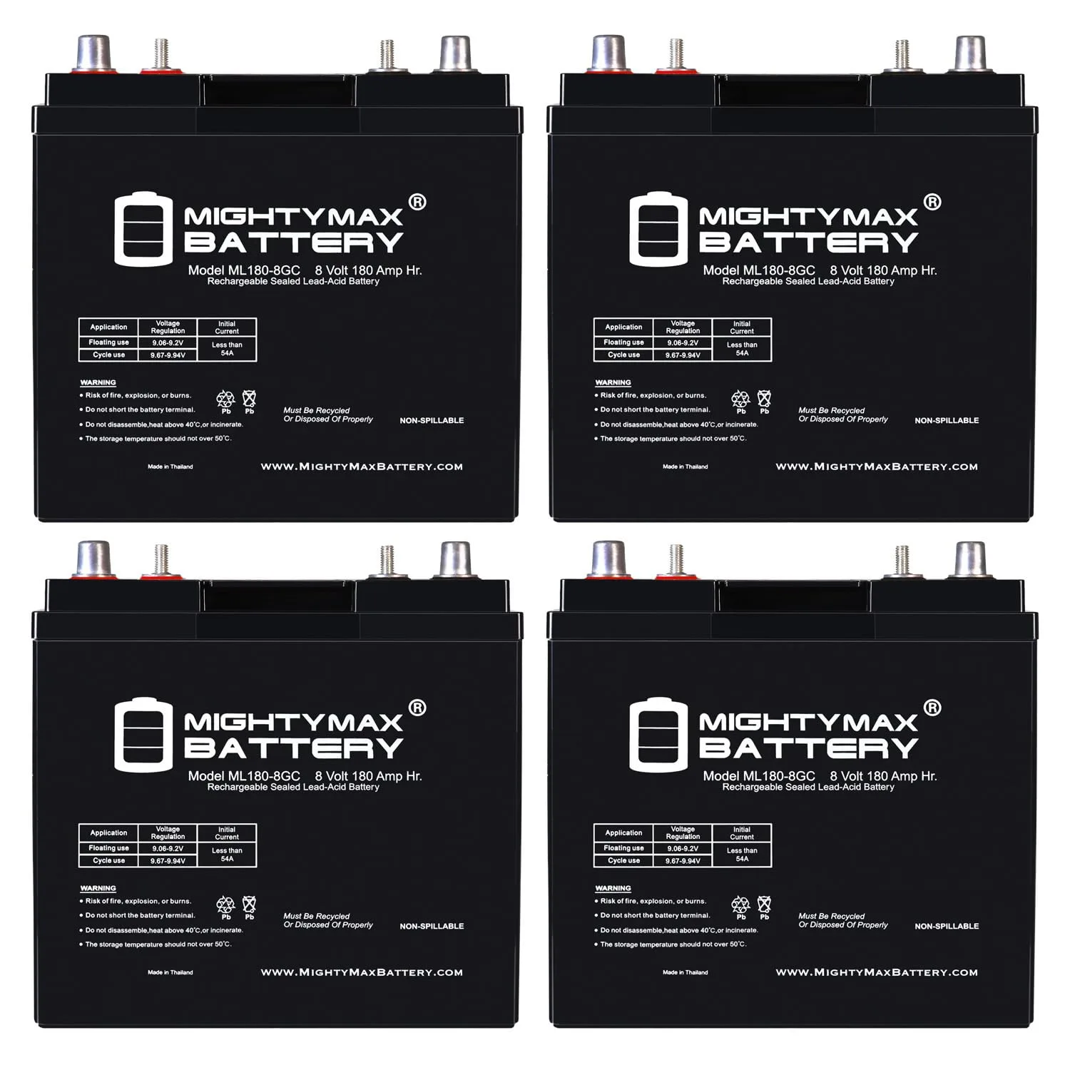 Mighty Max Battery ML180-8GCMP438 8V 180Ah AGM Battery Set