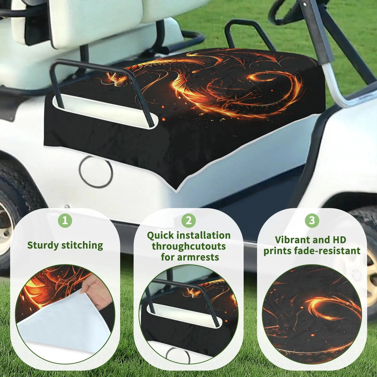 Tiveruda Golf Cart Seat Cover for Double Seats image 3