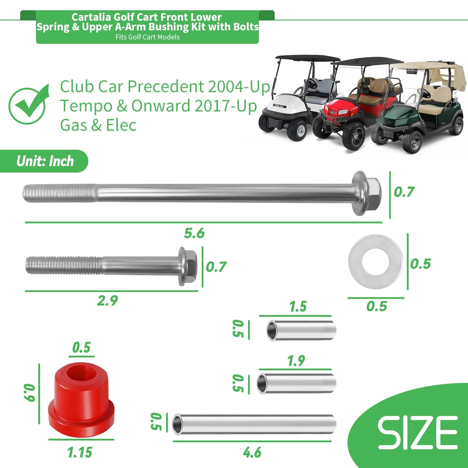 Cartalia Club Car Front Leaf Spring Bushing Kit image 2