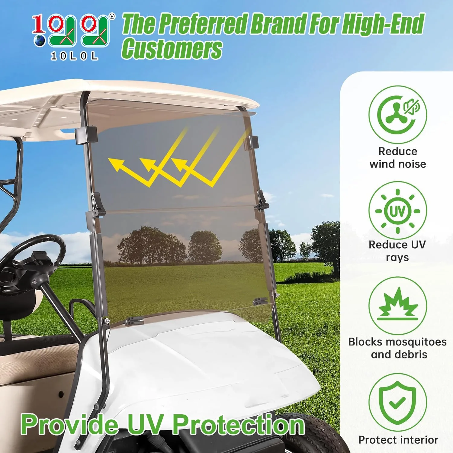 10L0L Folding Windshield for EZGO TXT 1995-2013 image 2