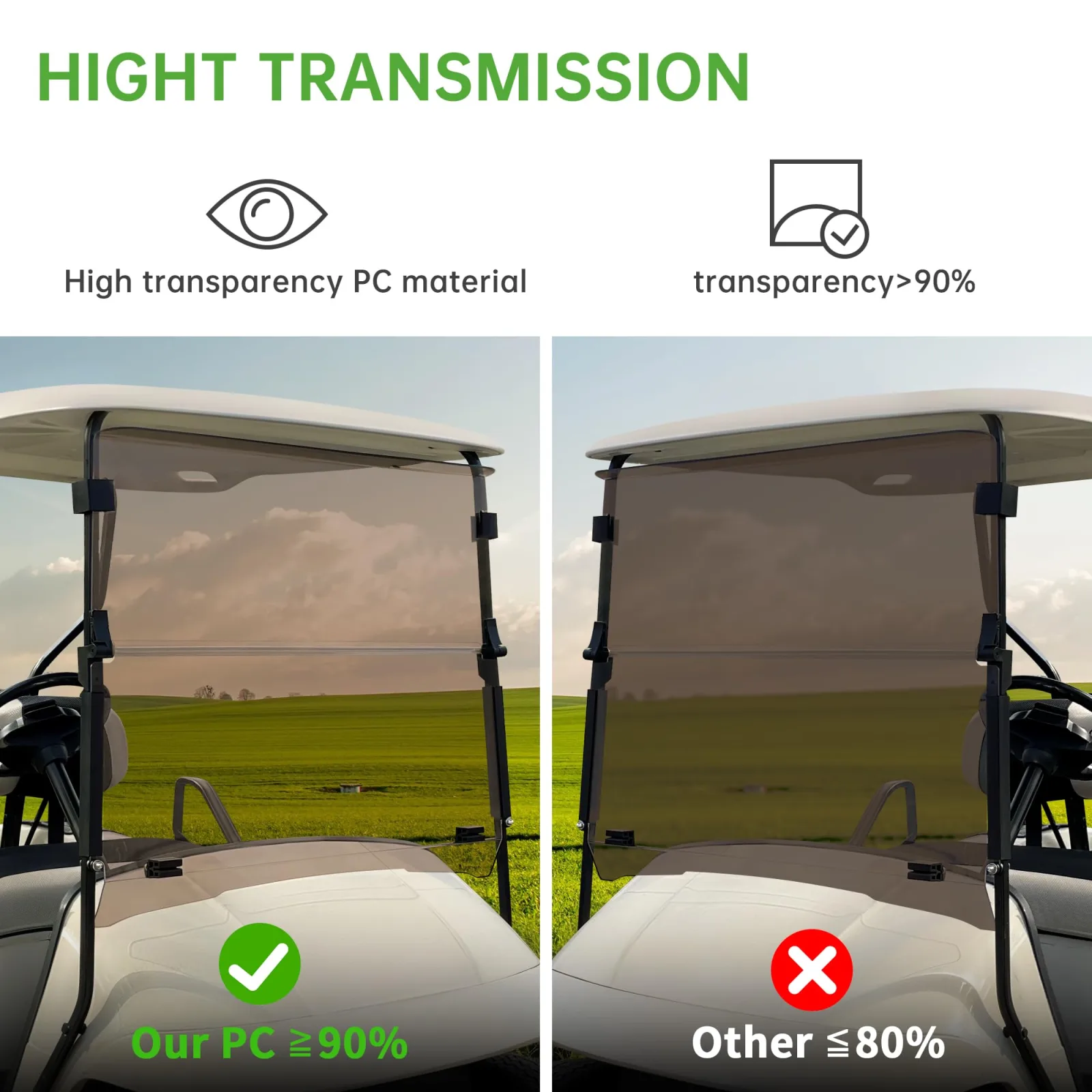 10L0L Folding Windshield for EZGO TXT 1995-2013 image 3