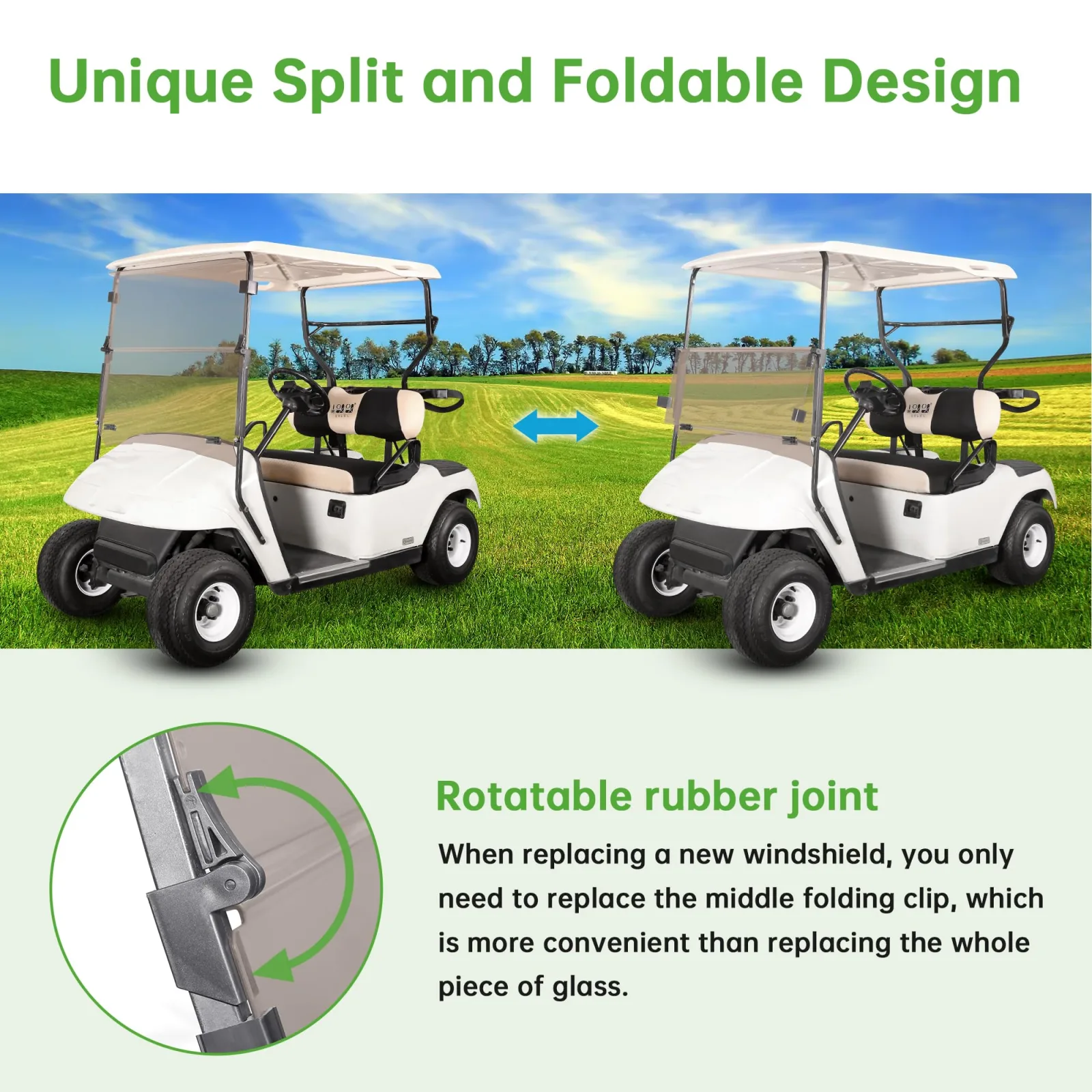 10L0L Folding Windshield for EZGO TXT 1995-2013 image 4