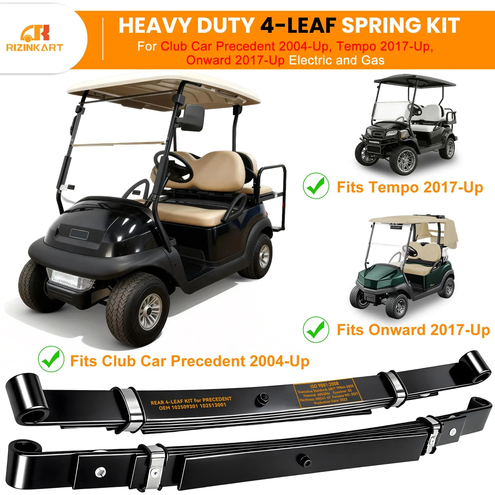 RIZINKART Rear 4-Leaf Spring Kit for Club Car Precedent/Tempo/Onward image 2