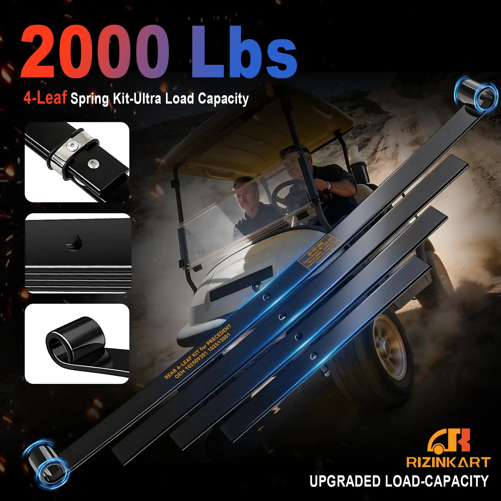 RIZINKART Rear 4-Leaf Spring Kit for Club Car Precedent/Tempo/Onward image 3