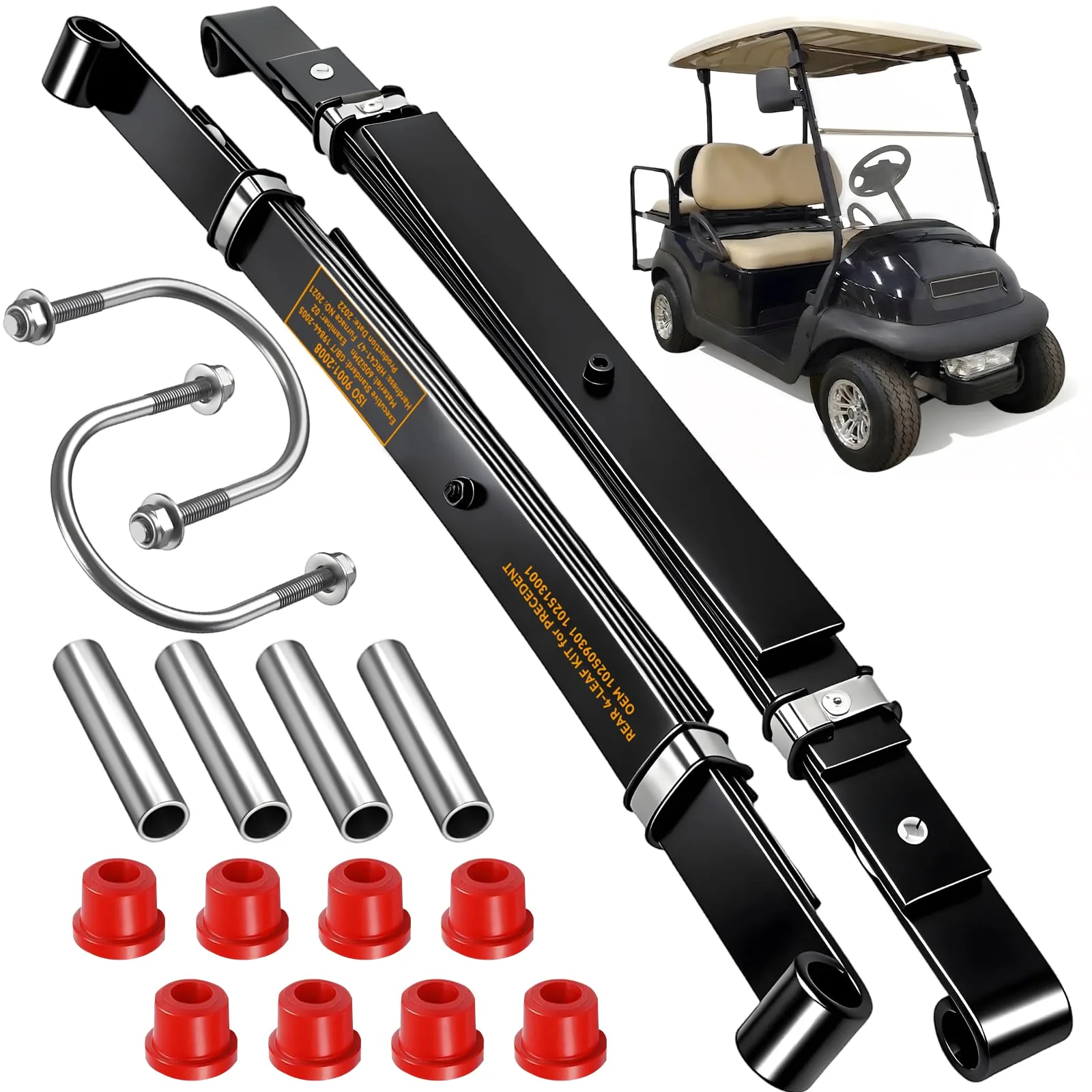 RIZINKART Rear 4-Leaf Spring Kit for Club Car Precedent/Tempo/Onward
