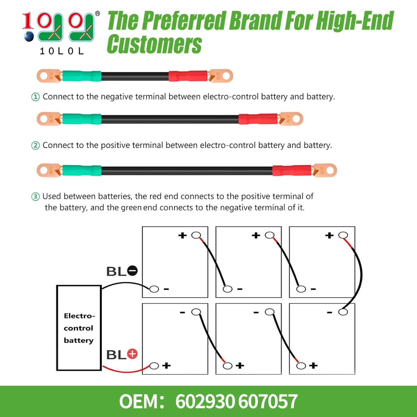 10L0L 48V Battery Cables for Club Car Precedent 2008+ image 2