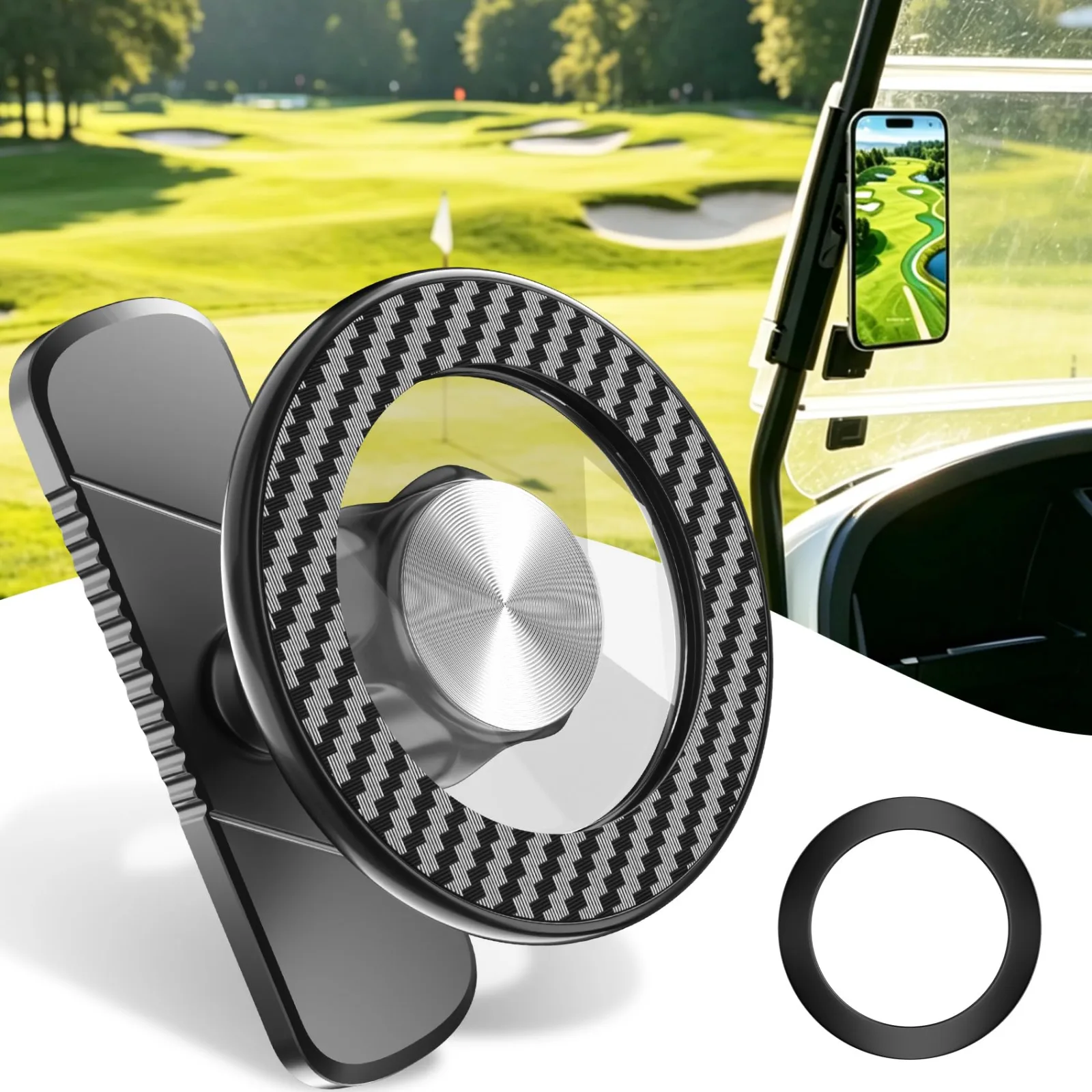 Xitalia GFH01 Magnetic Golf Cart Phone Holder — Aluminum, 360°