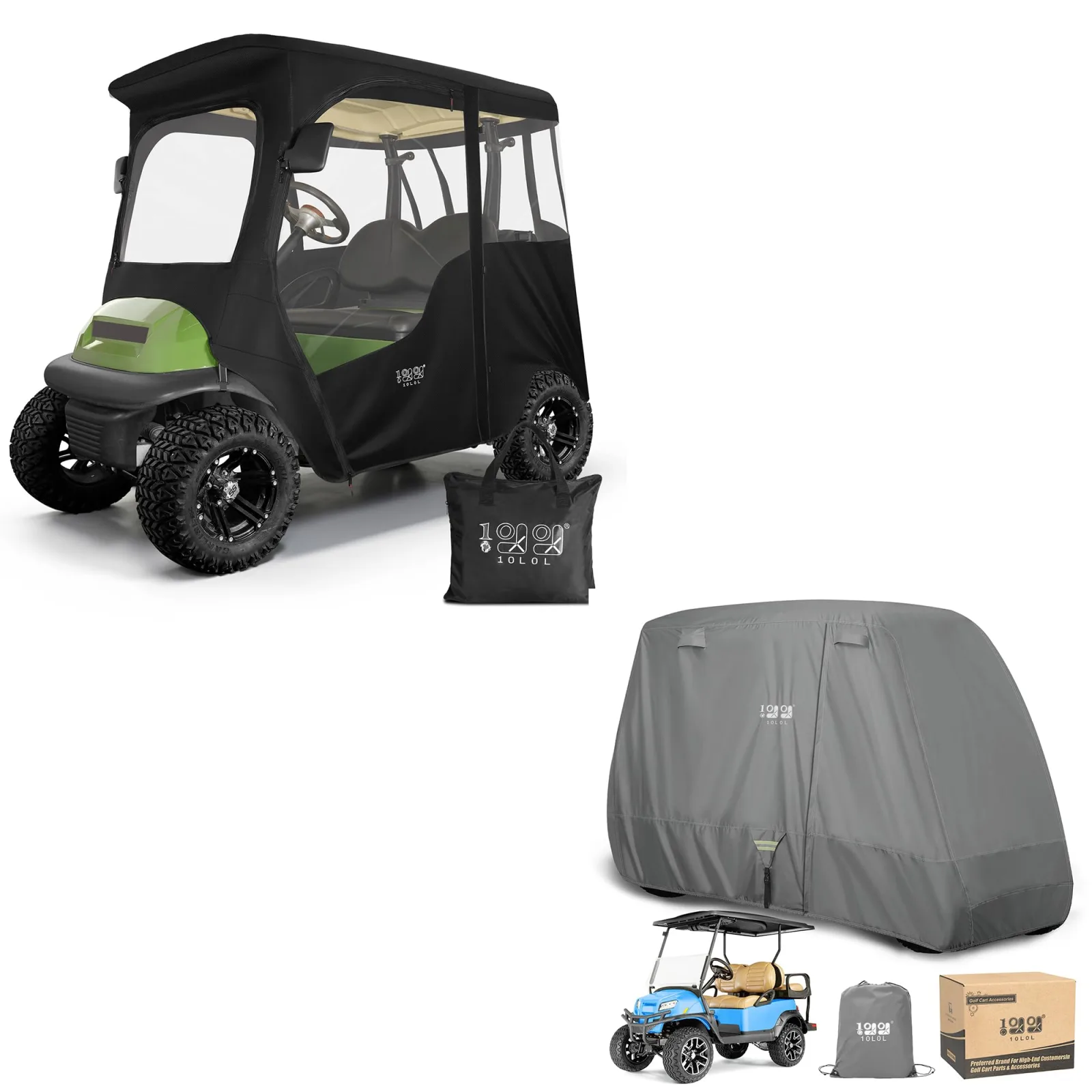 10L0L Deluxe Golf Cart Enclosure with Clear PVC Windows