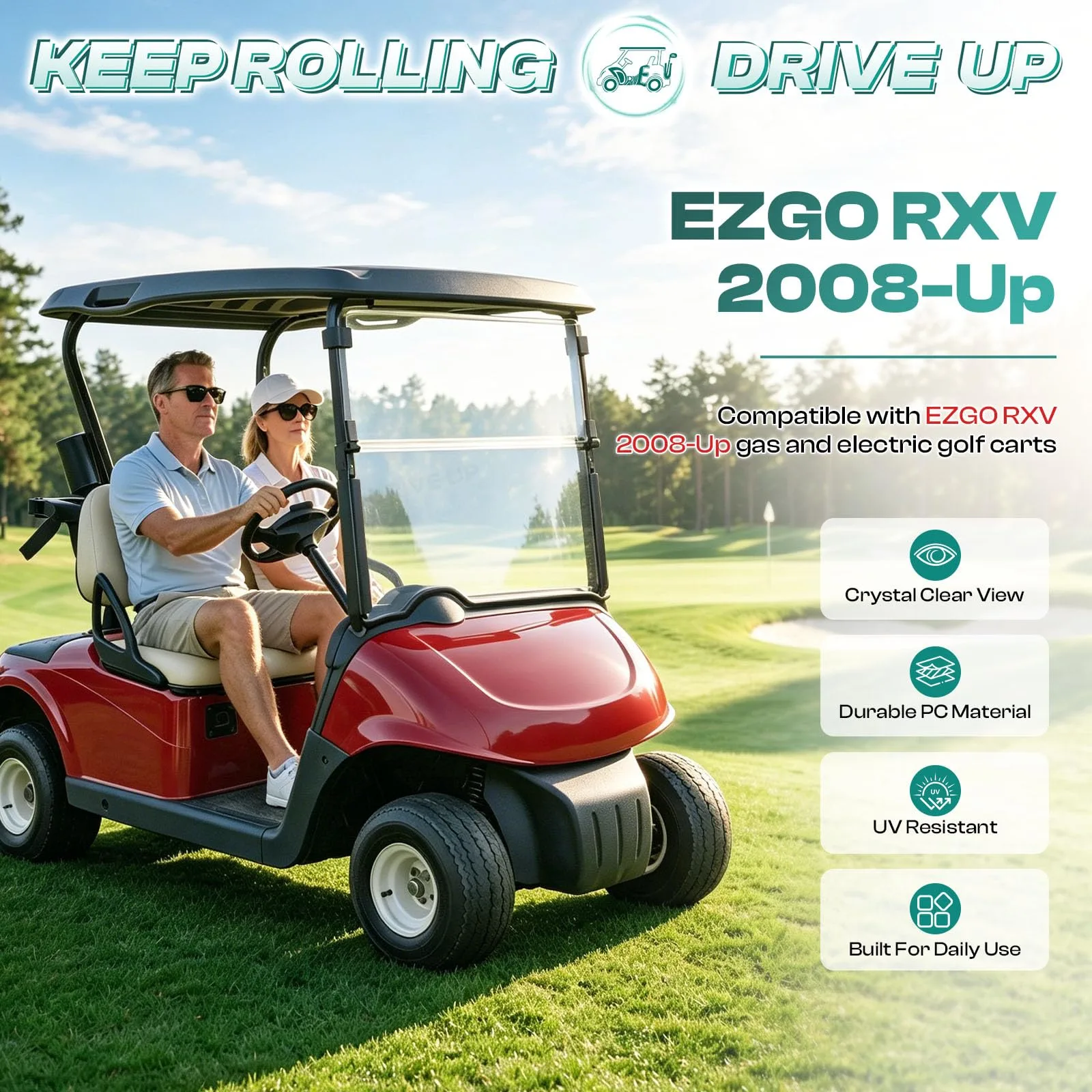 DRIVE UP EZGO RXV Foldable Windshield DU00307 image 2