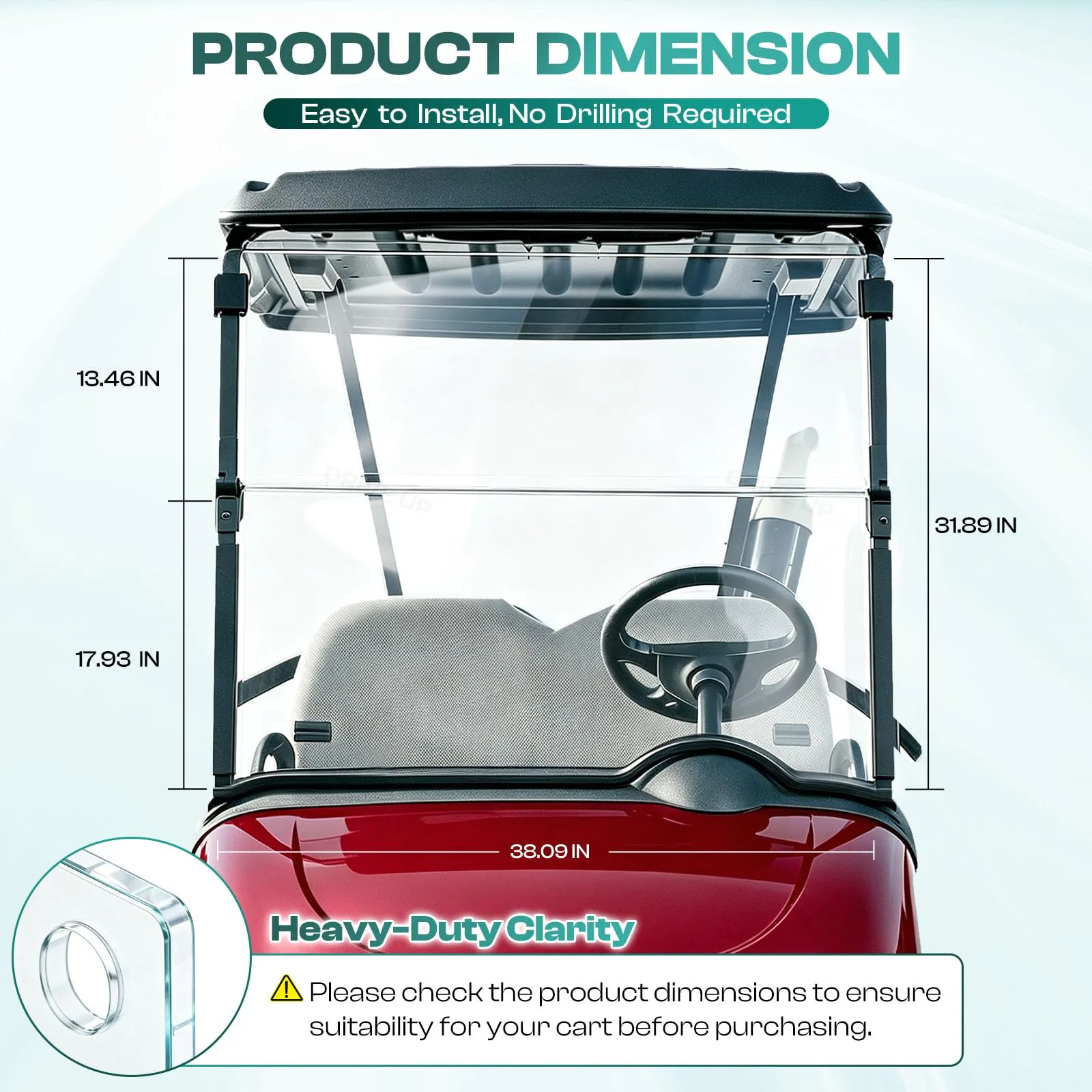 DRIVE UP EZGO RXV Foldable Windshield DU00307 image 3