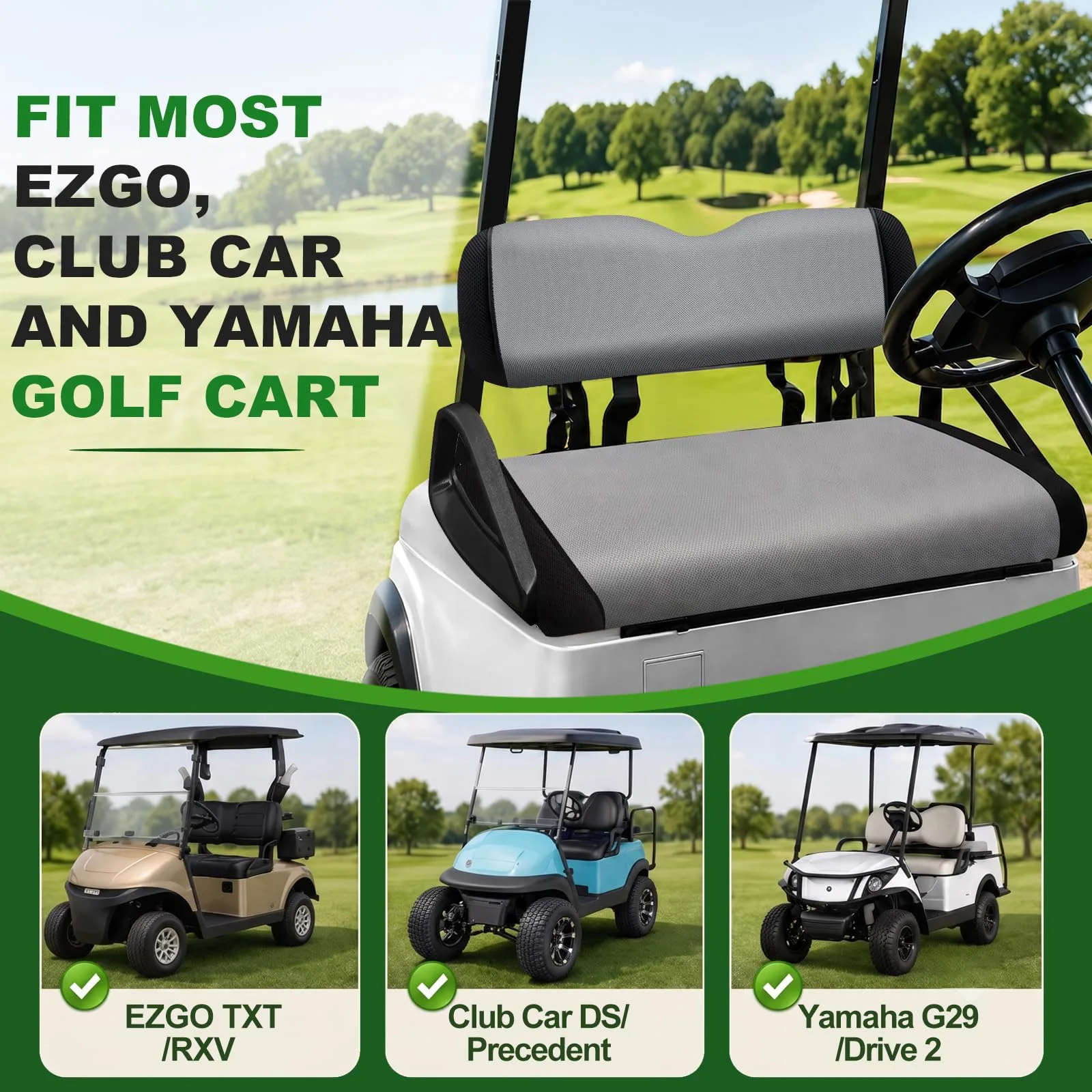 iLSKW Golf Cart Front Seat Covers for EZGO, Club Car & Yamaha image 2