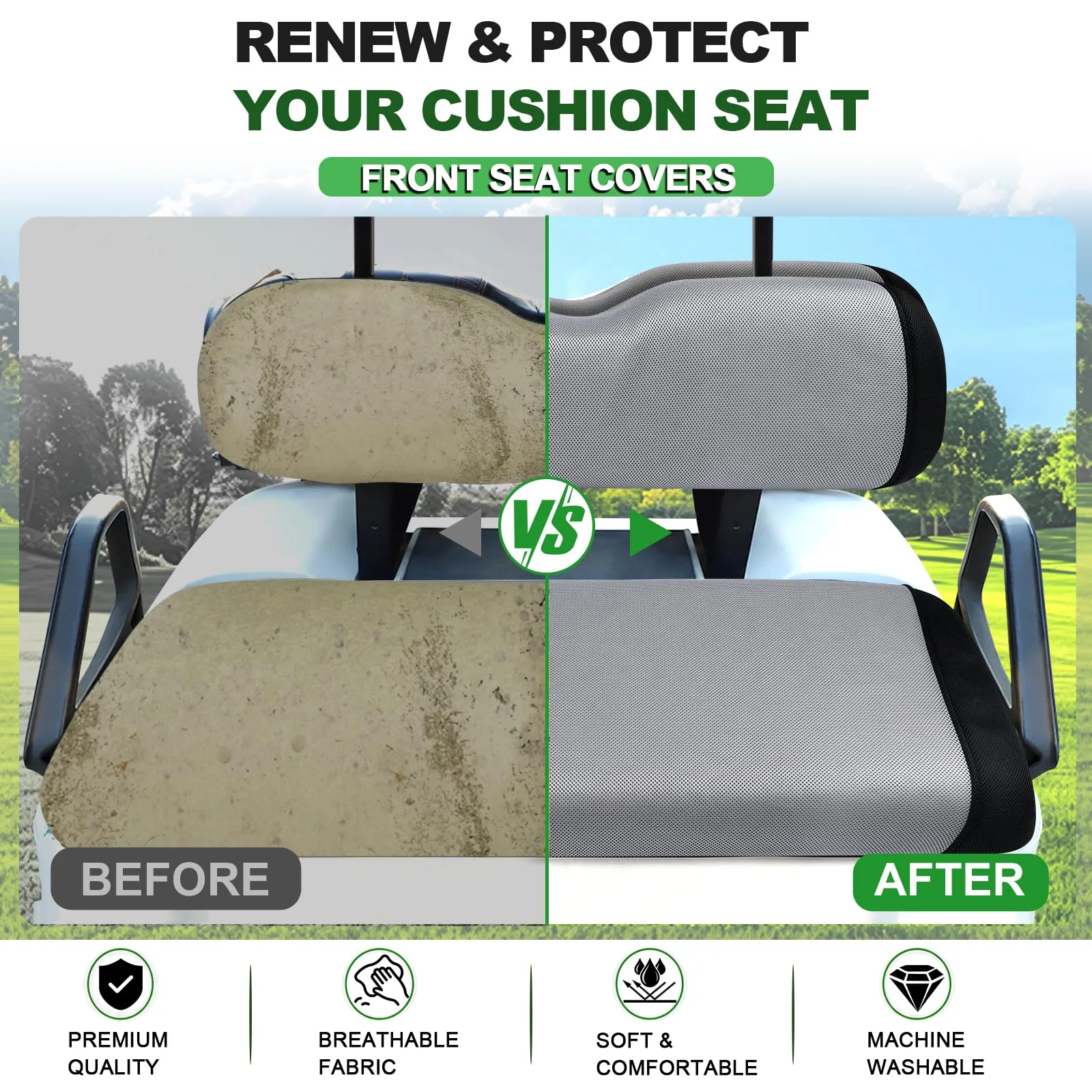 iLSKW Golf Cart Front Seat Covers for EZGO, Club Car & Yamaha image 3
