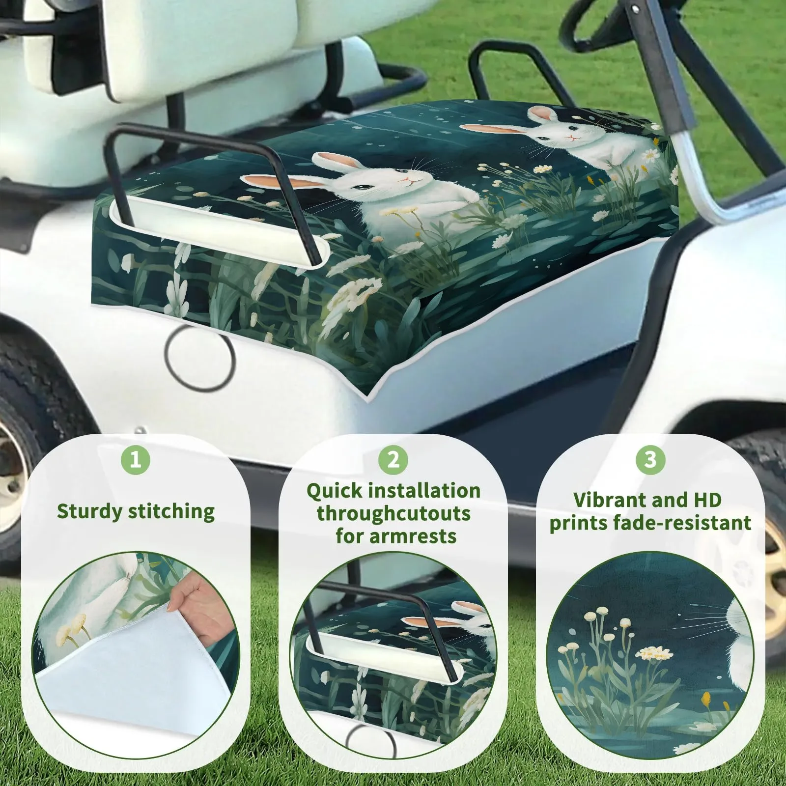 Tiveruda Golf Cart Seat Cover for Double Seats, 51 x 31 in. image 3