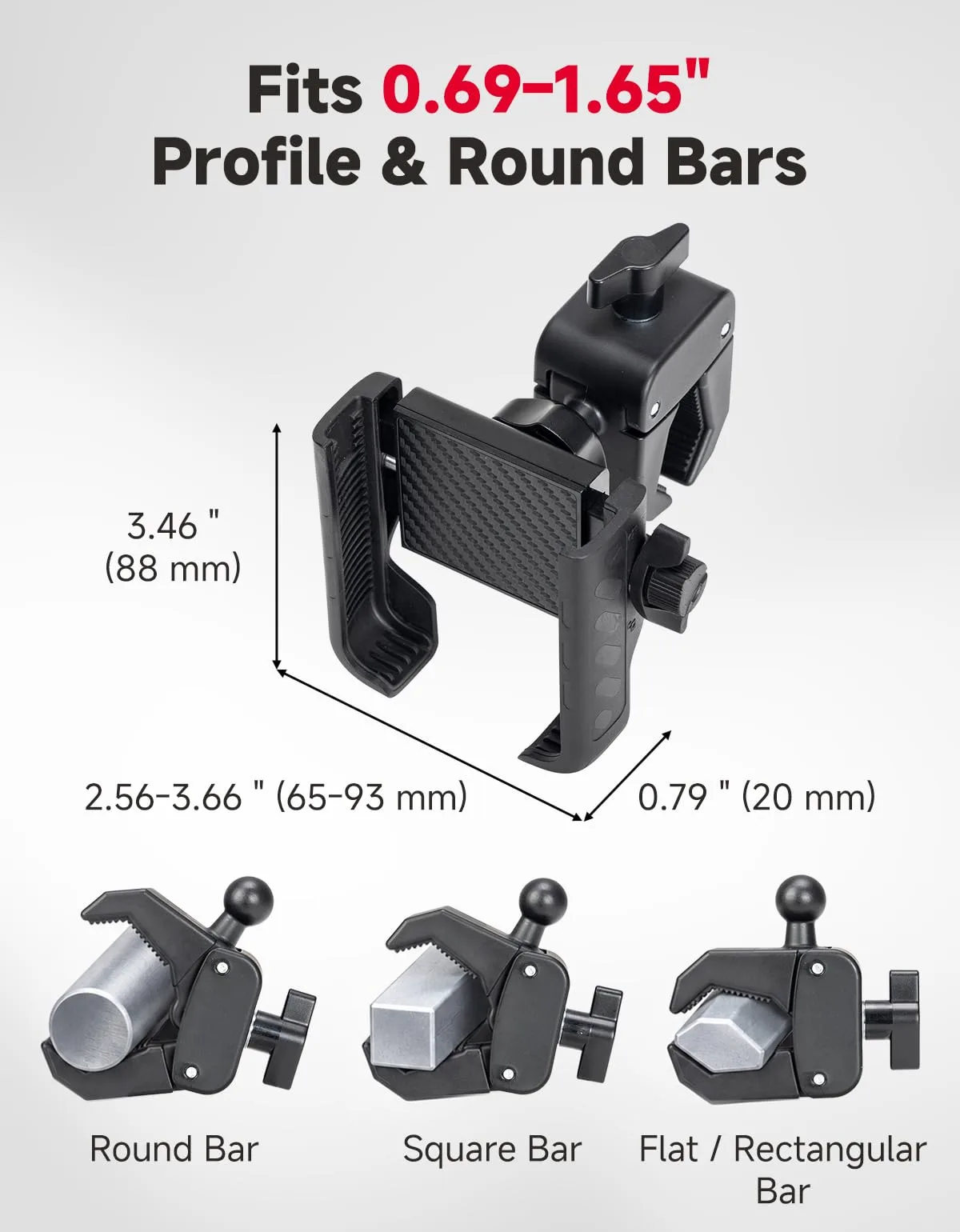 KEMIMOTO Golf Cart Phone Holder with Adjustable Clamp image 2