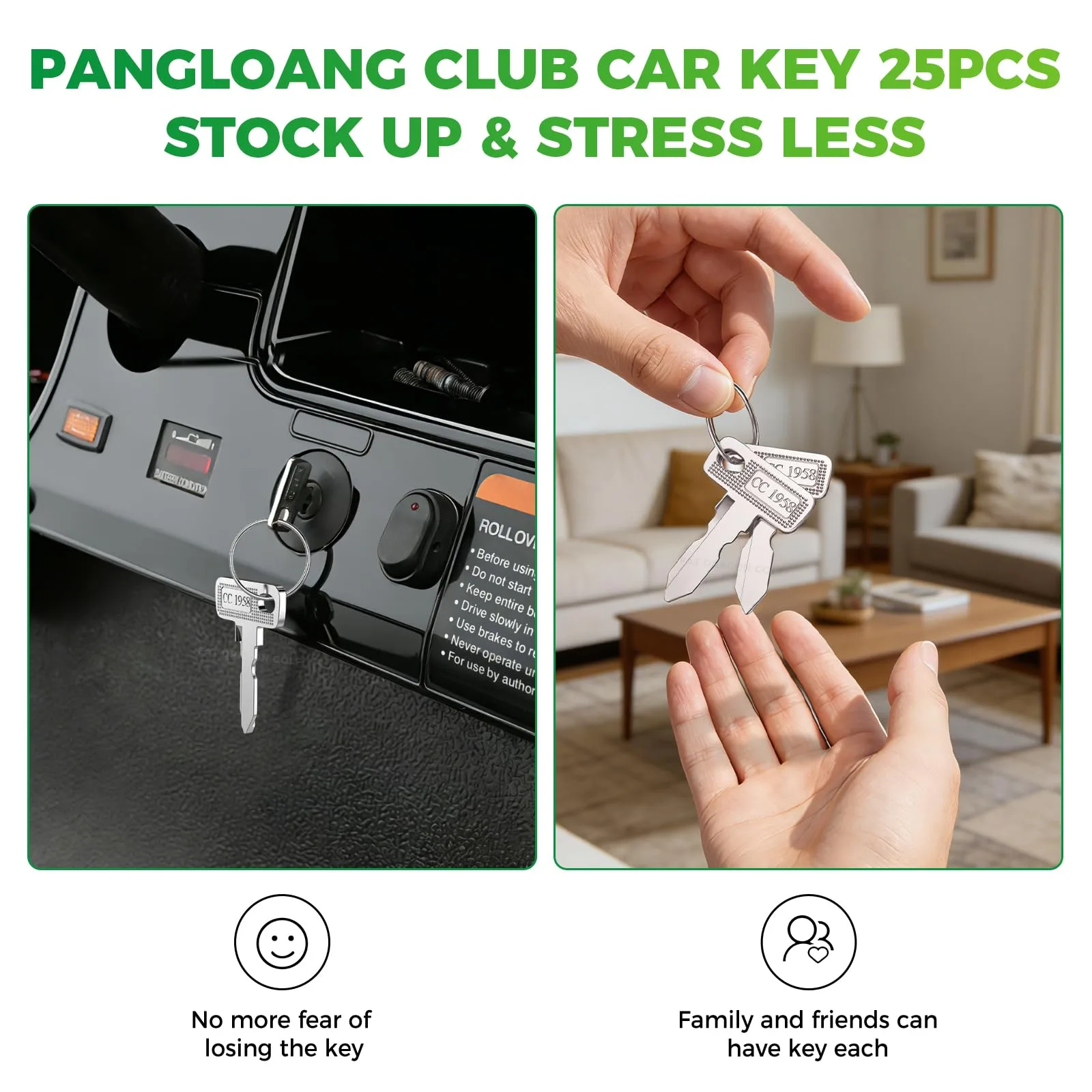 Panglong Club Car Golf Cart Ignition Keys, 25-Pack image 3