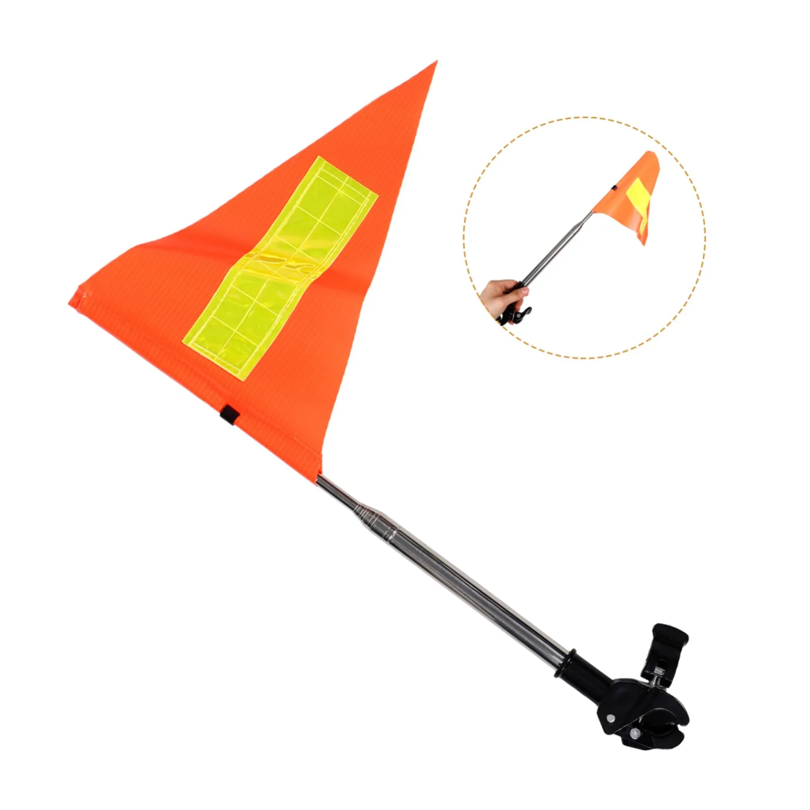 Yardwe Orange Reflective Triangular Safety Flag with Telescopic Pole - 006MOM1434YFTL image 3