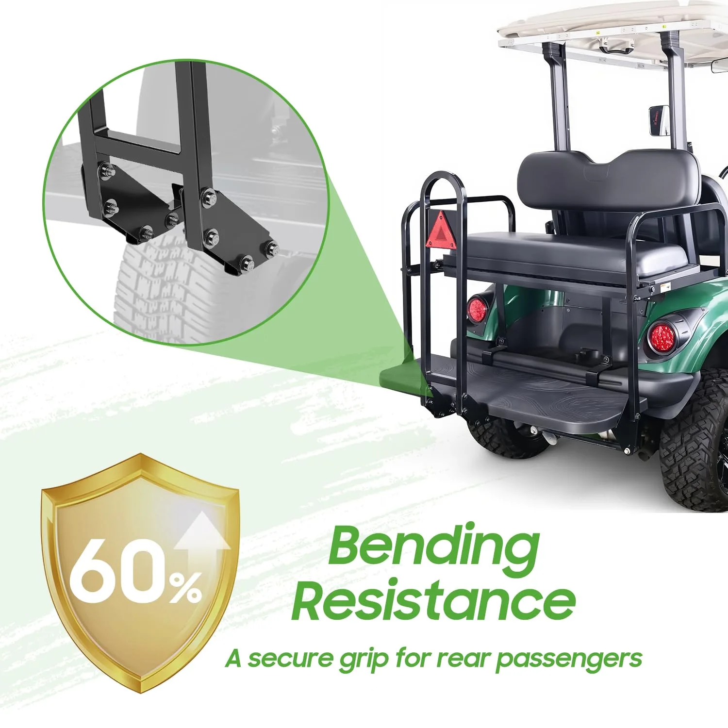 10L0L Rear Safety Grab Bar with Reflective Triangle for Golf Carts image 3