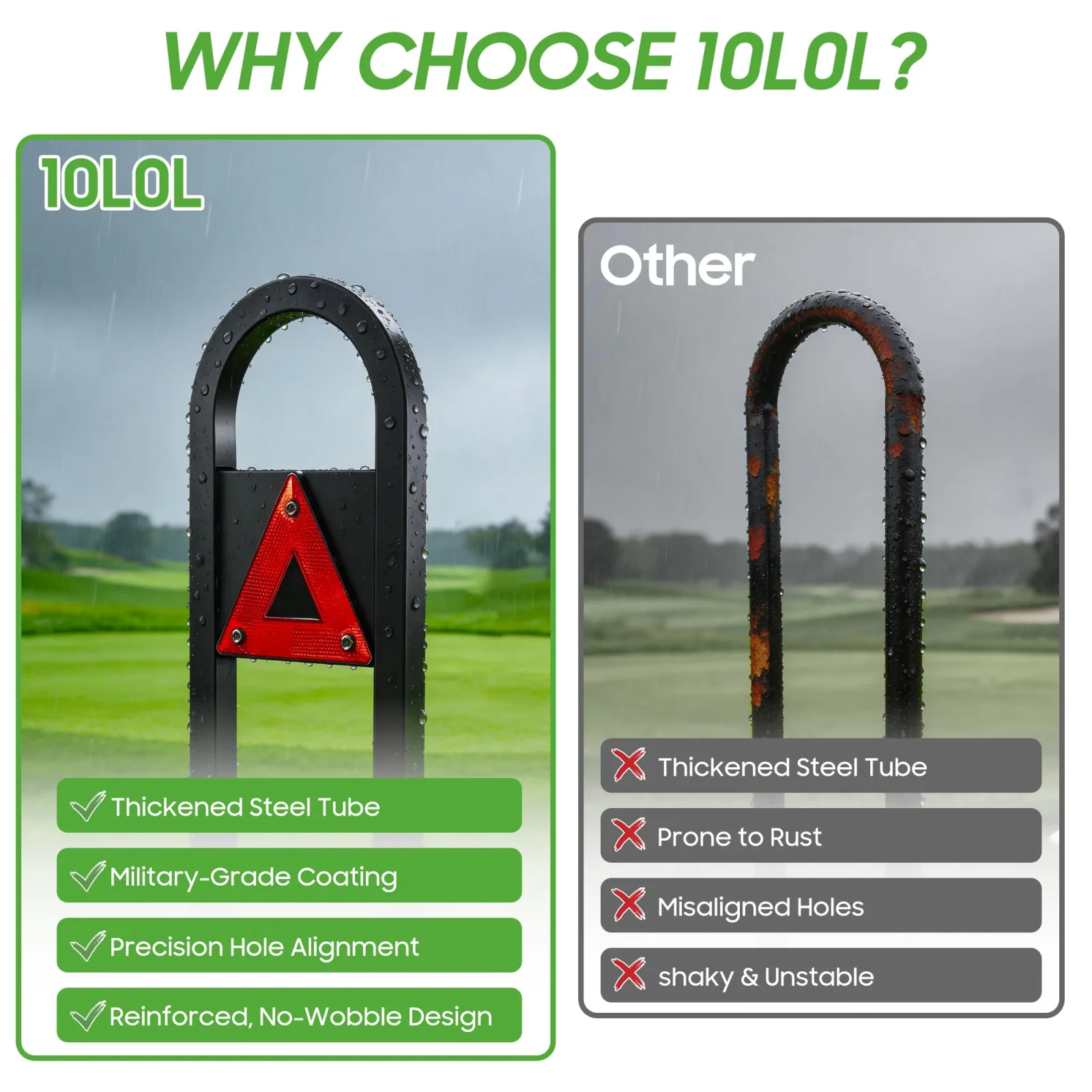 10L0L Rear Safety Grab Bar with Reflective Triangle for Golf Carts image 4