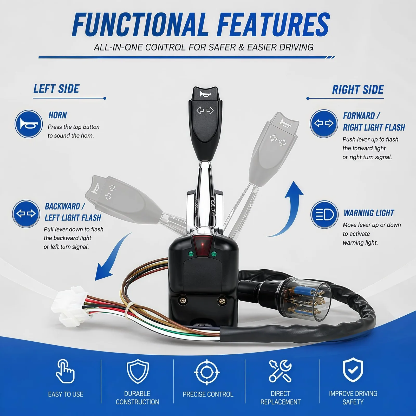 DUMFAV 102517501 Turn Signal Switch for Club Car image 4