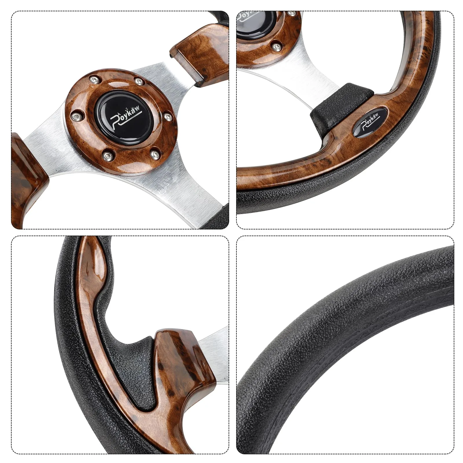Roykaw G-0400 Wood Grain Golf Cart Steering Wheel image 4