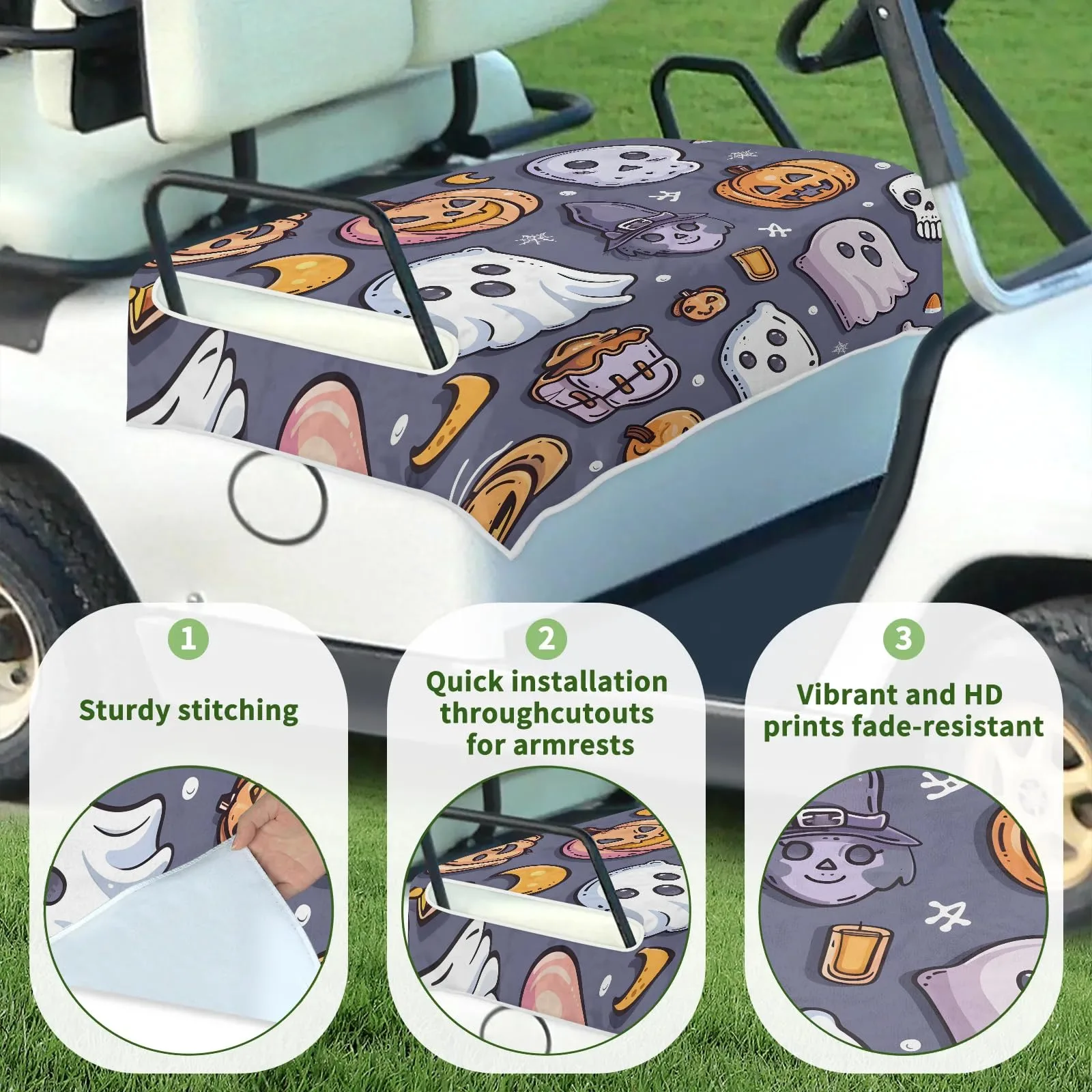 Tiveruda Halloween Ghost Golf Cart Seat Cover image 3