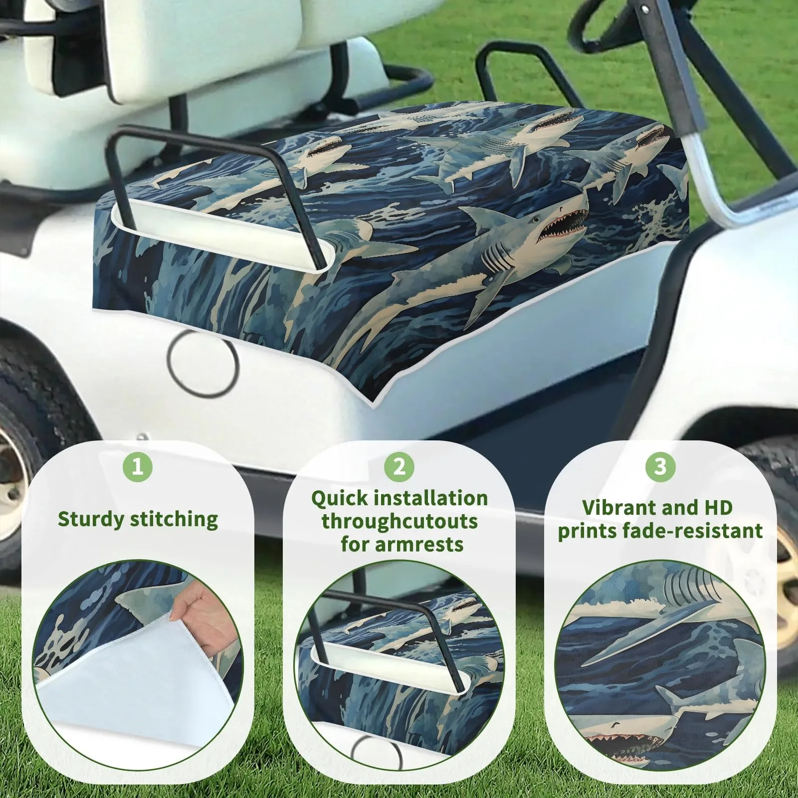 Tiveruda Golf Cart Seat Cover for Double Seats, 51 x 31 in image 3
