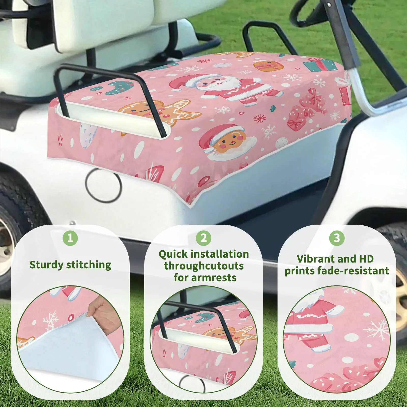Tiveruda Santa Gingerbread Golf Cart Seat Cover Blanket image 3
