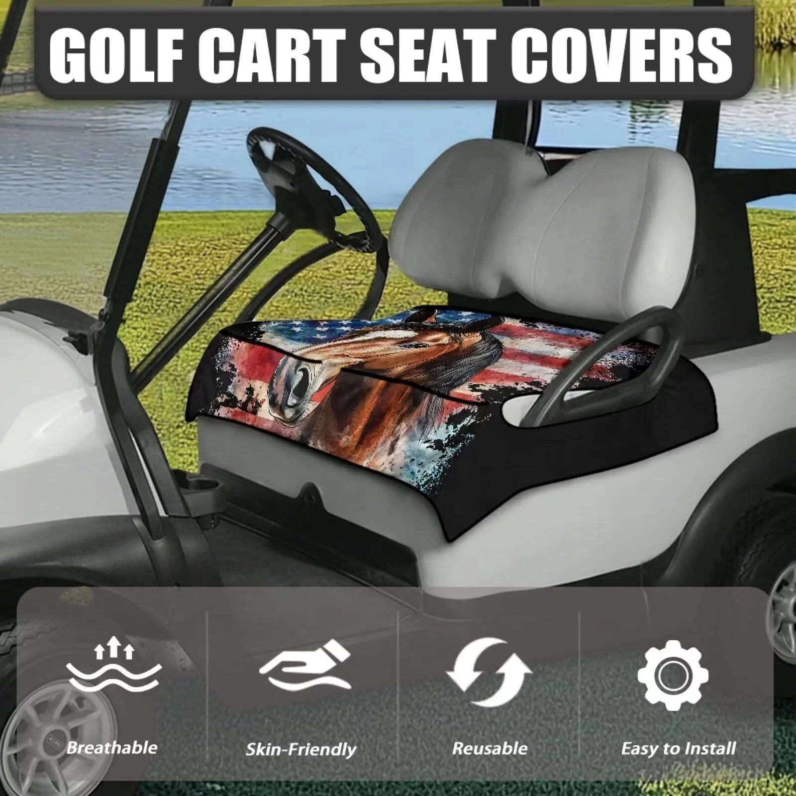 Generic Golf Cart Seat Cover with 4 Pockets image 3