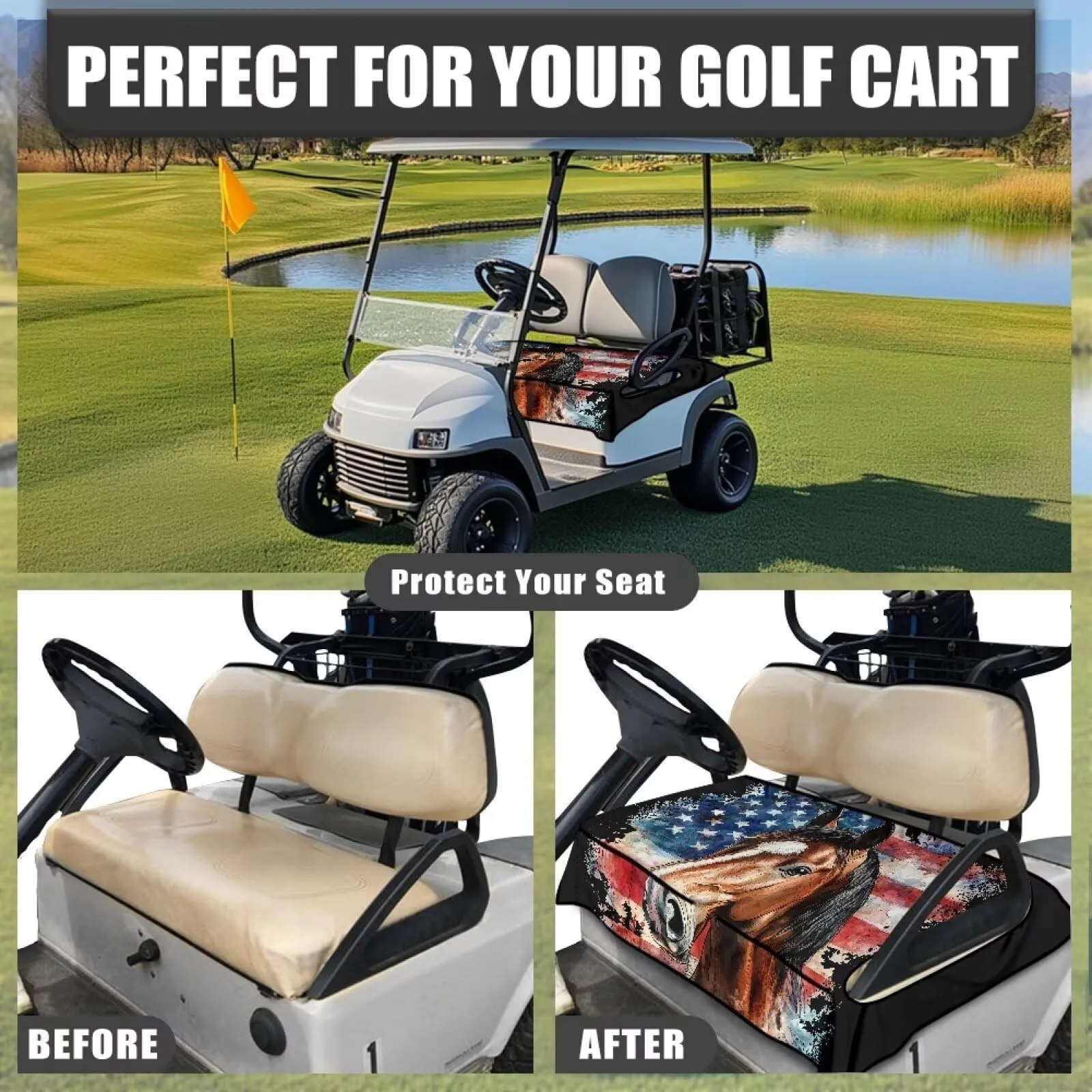 Generic Golf Cart Seat Cover with 4 Pockets image 4