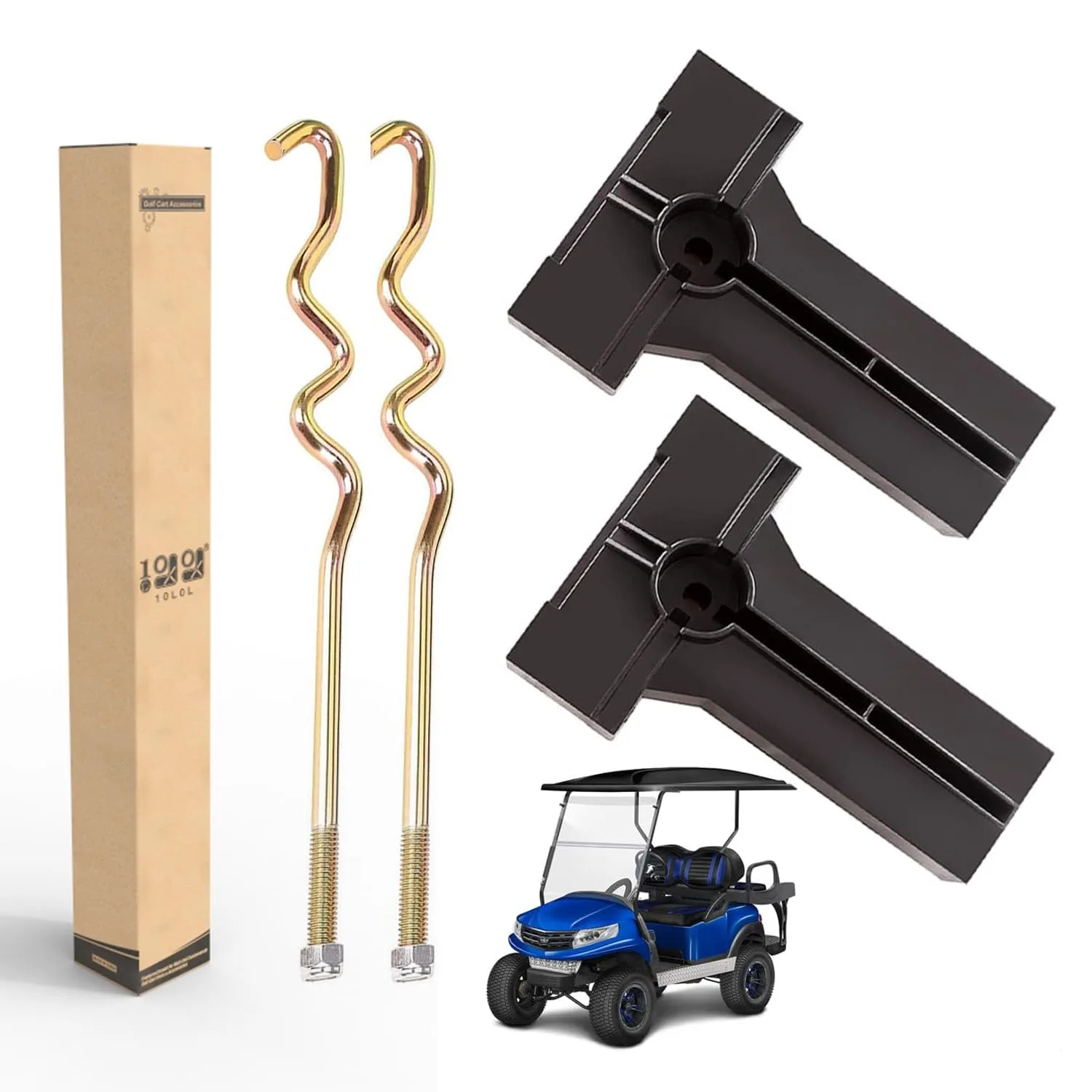 10L0L Zinc-Plated Battery Hold Down Rods for Club Car Precedent 2008.5-Up