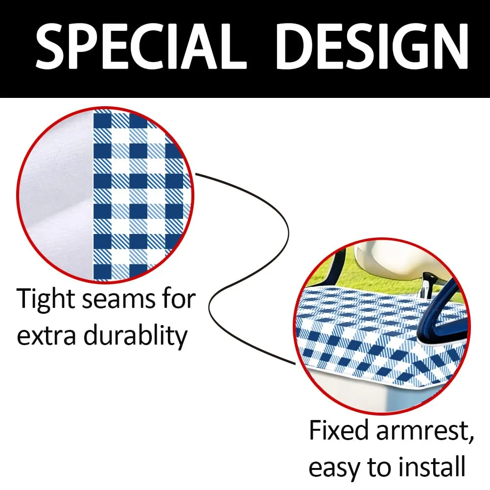 ORIGACH Plaid Golf Cart Seat Covers, 30.9 x 51 in image 3