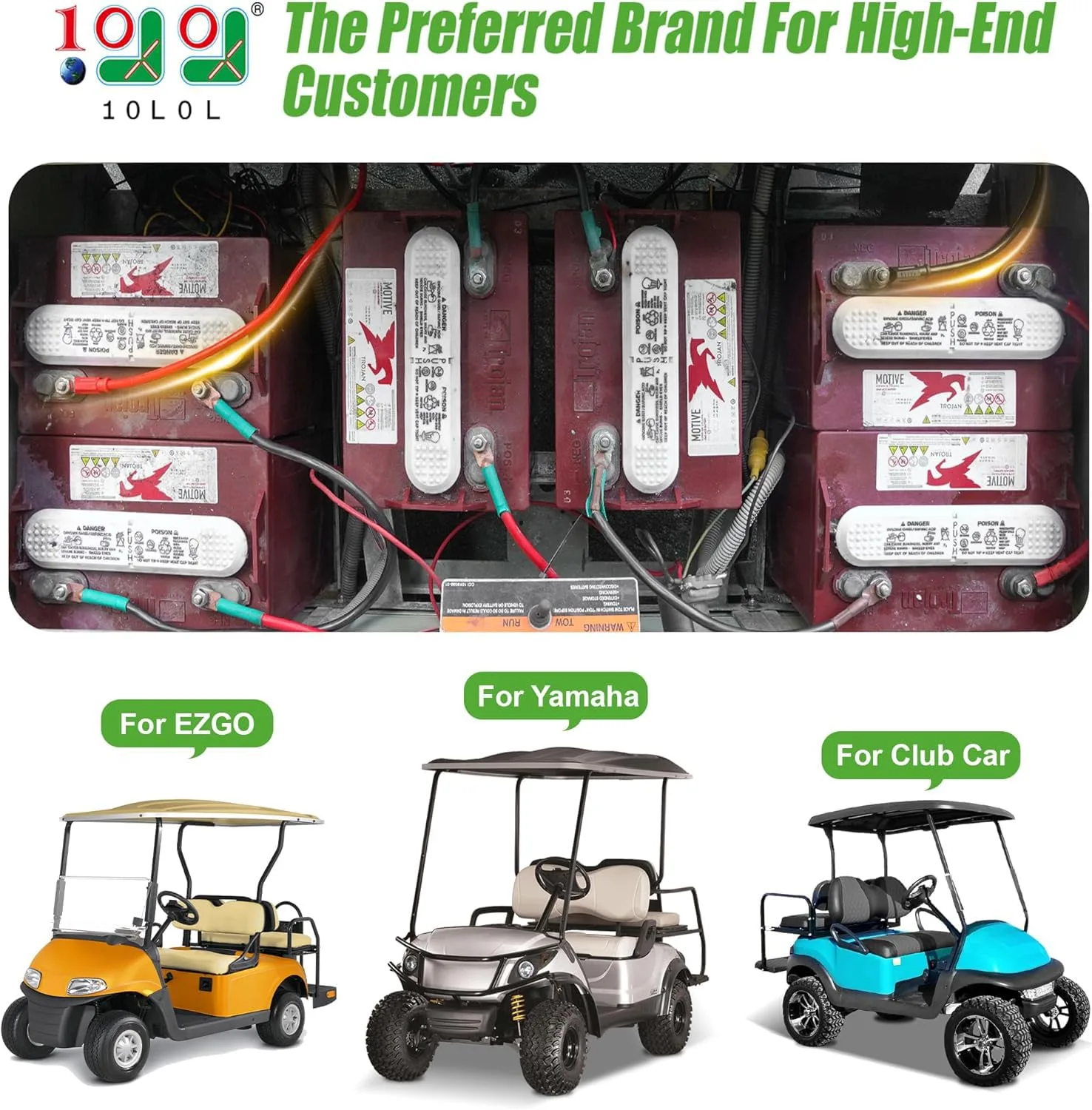 10L0L Golf Cart Battery Cable Set for EZGO and Club Car image 2