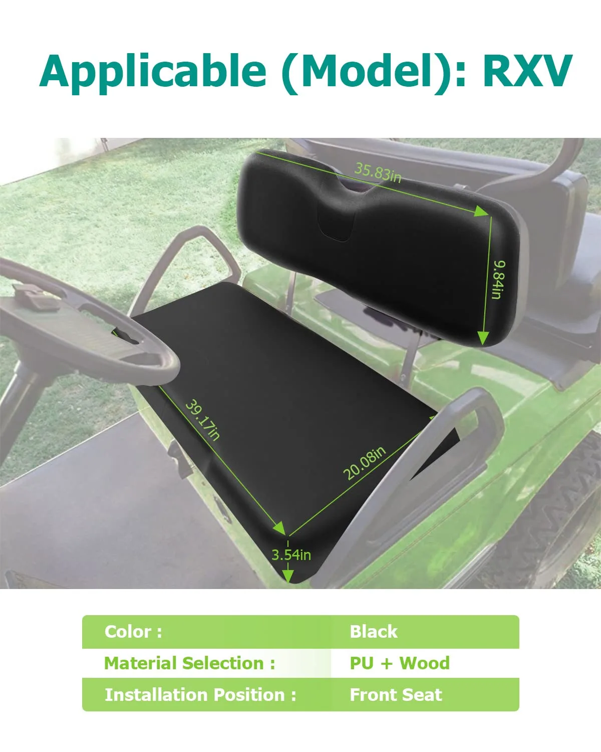 ILVGOLF Front Seat Cushions for E-Z-GO RXV, Black image 2