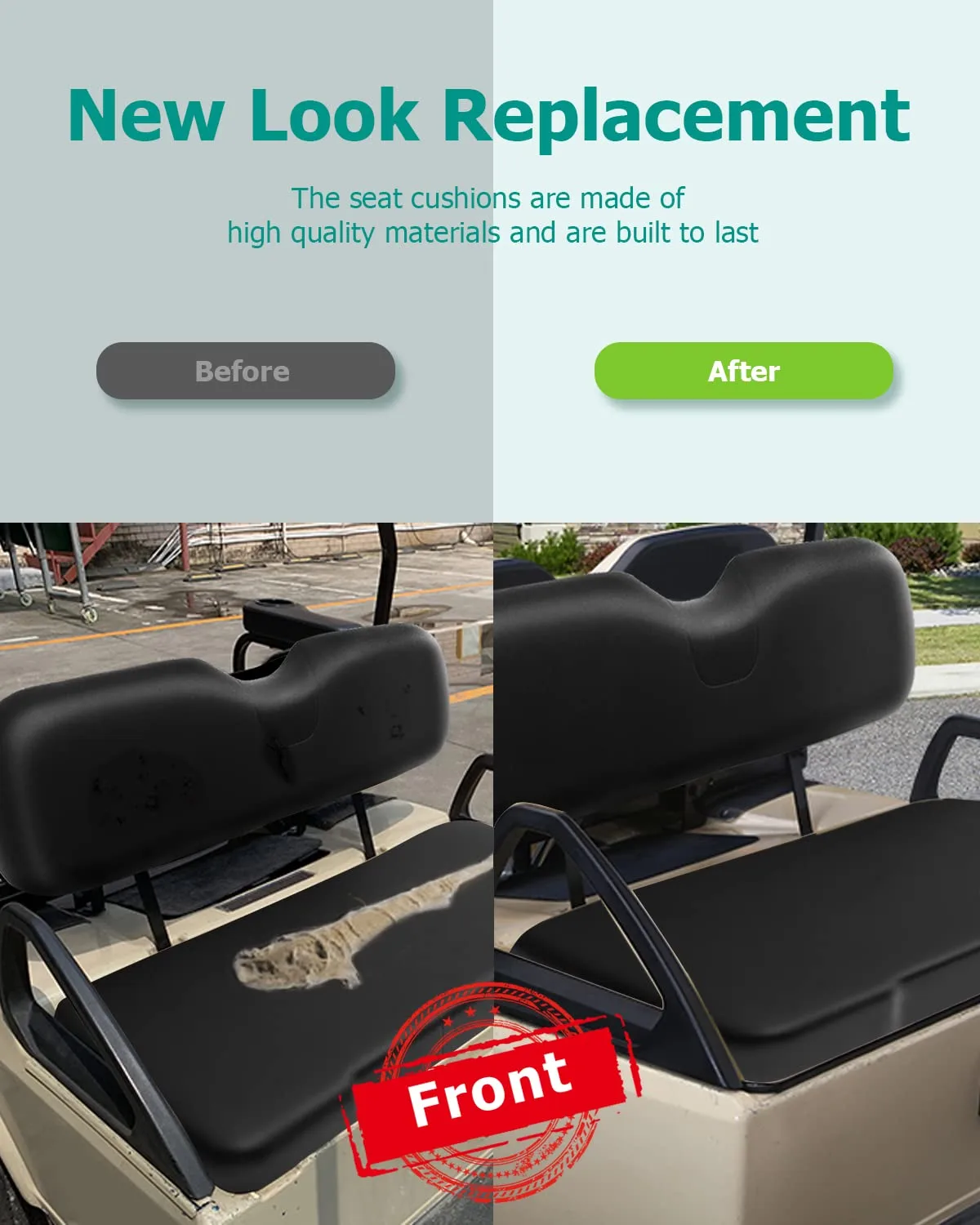 ILVGOLF Front Seat Cushions for E-Z-GO RXV, Black image 4
