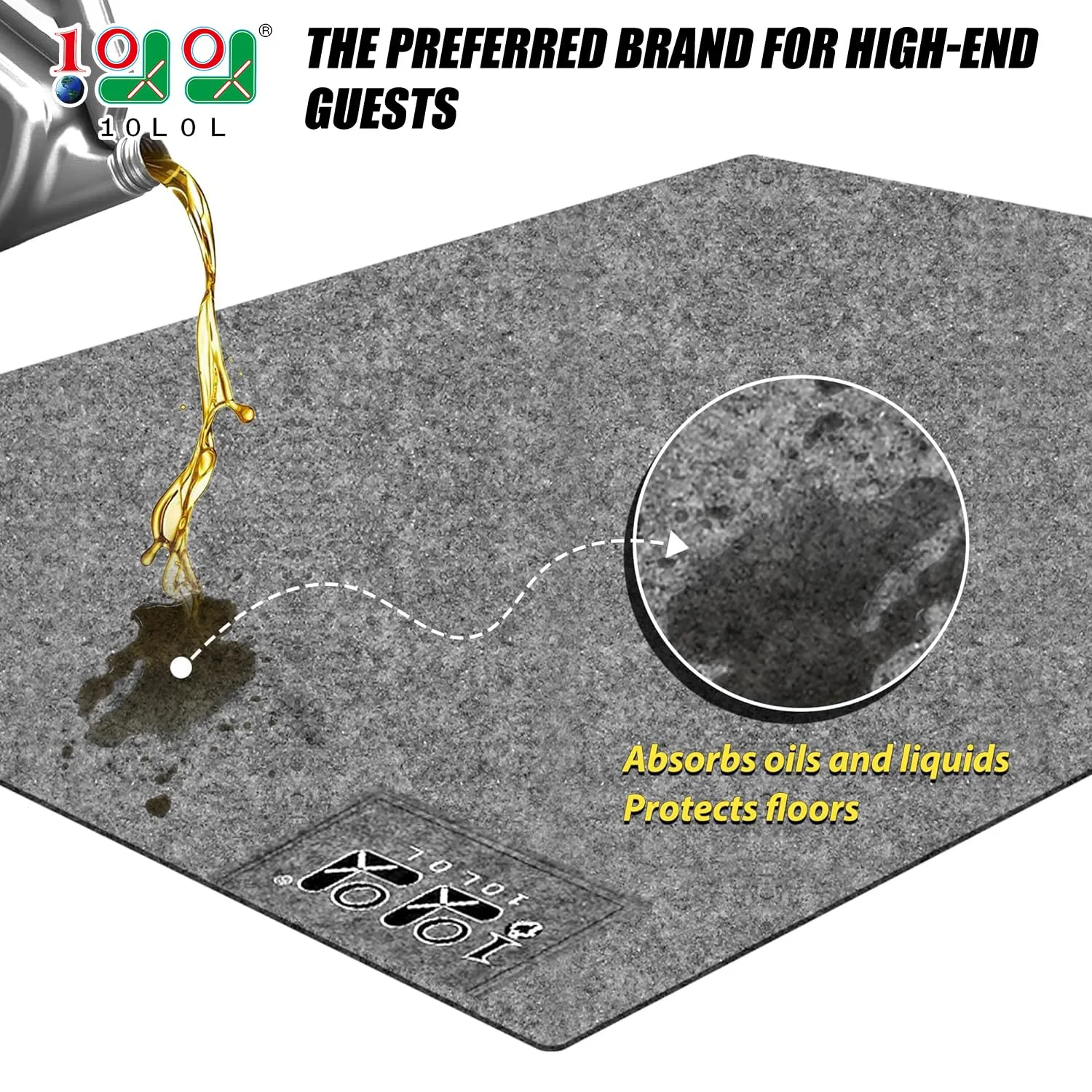 10L0L Golf Cart Garage Floor Mat, Gray, 106 x 59 Inches image 2