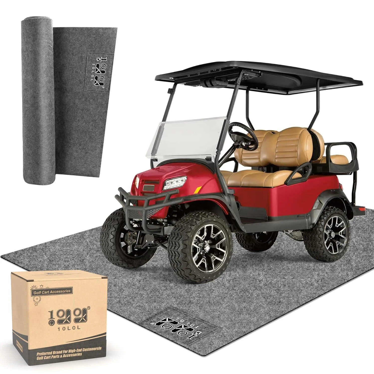 10L0L Golf Cart Garage Floor Mat, Gray, 106 x 59 Inches
