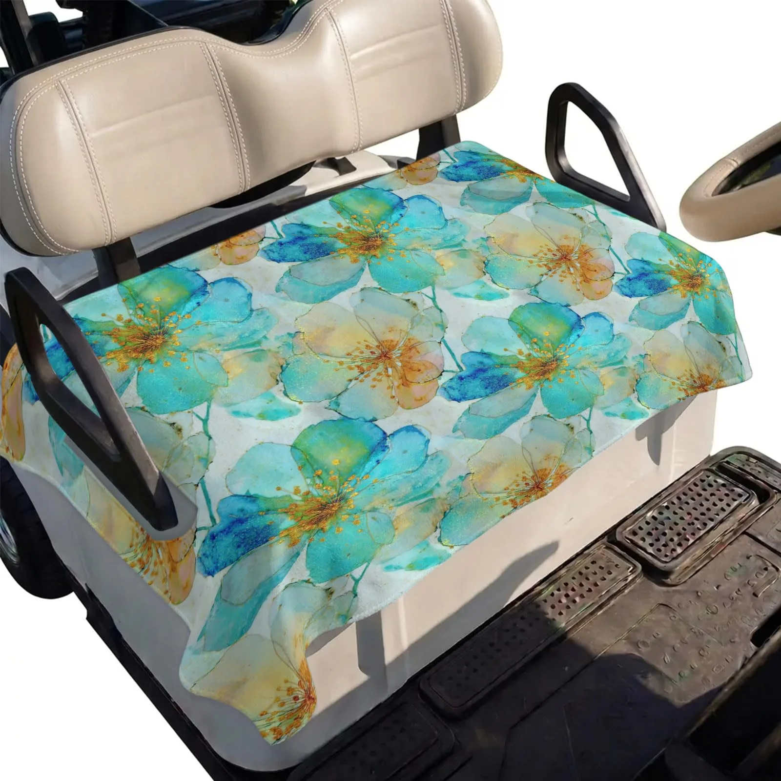 DecorLovee Green Floral Golf Cart Seat Cover 51 x 31 in