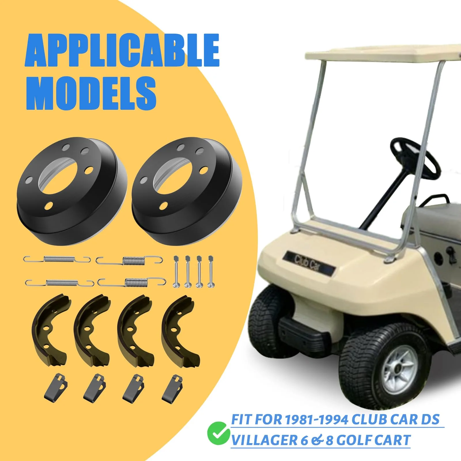 CartClan Club Car DS Brake Drum and Shoe Kit CT-CC-0050 image 2