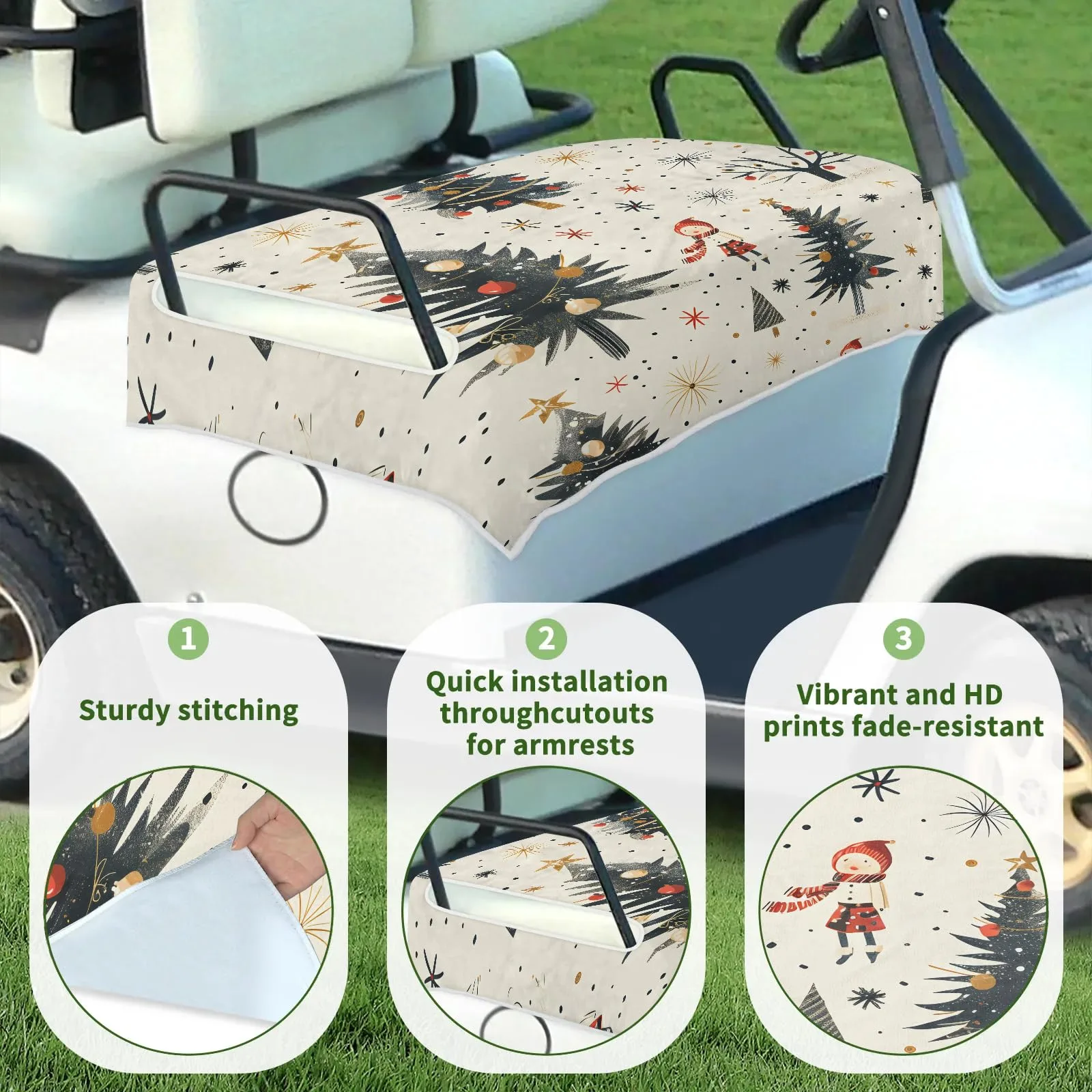Tiveruda 51 x 31 in Golf Cart Seat Cover – Polyester Double Seat image 3