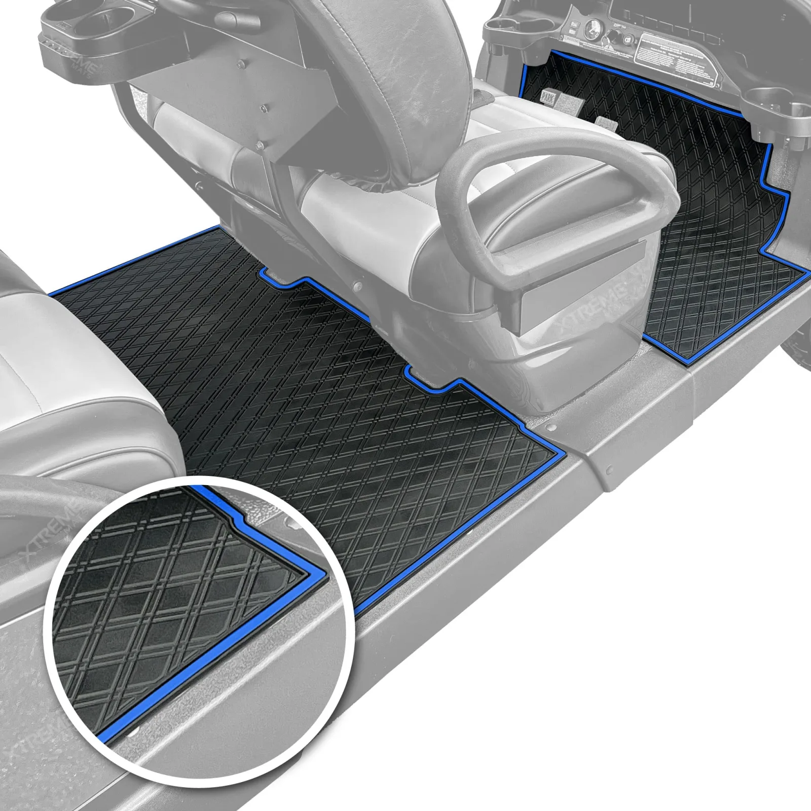 Xtreme Golf Cart Mats Floor Mats for Club Car Onward 6 (GCM58) - Blue Trim