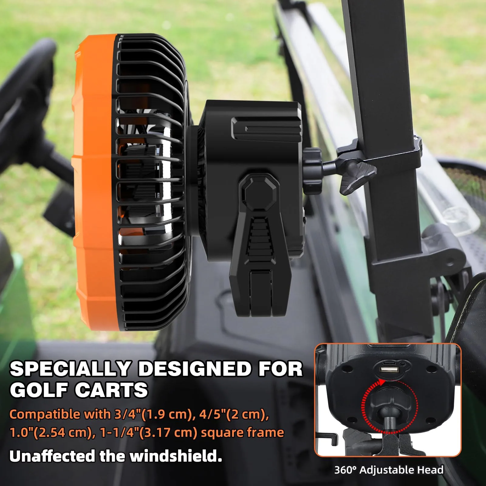 AIPSET 7-Inch Rechargeable Golf Cart Fan with LED Light image 2