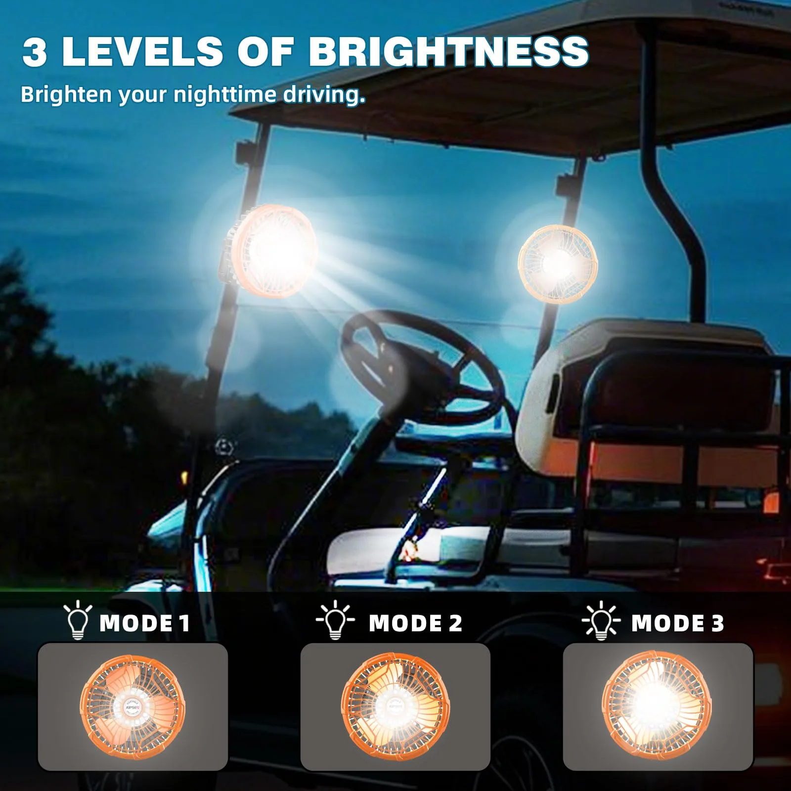 AIPSET 7-Inch Rechargeable Golf Cart Fan with LED Light image 3